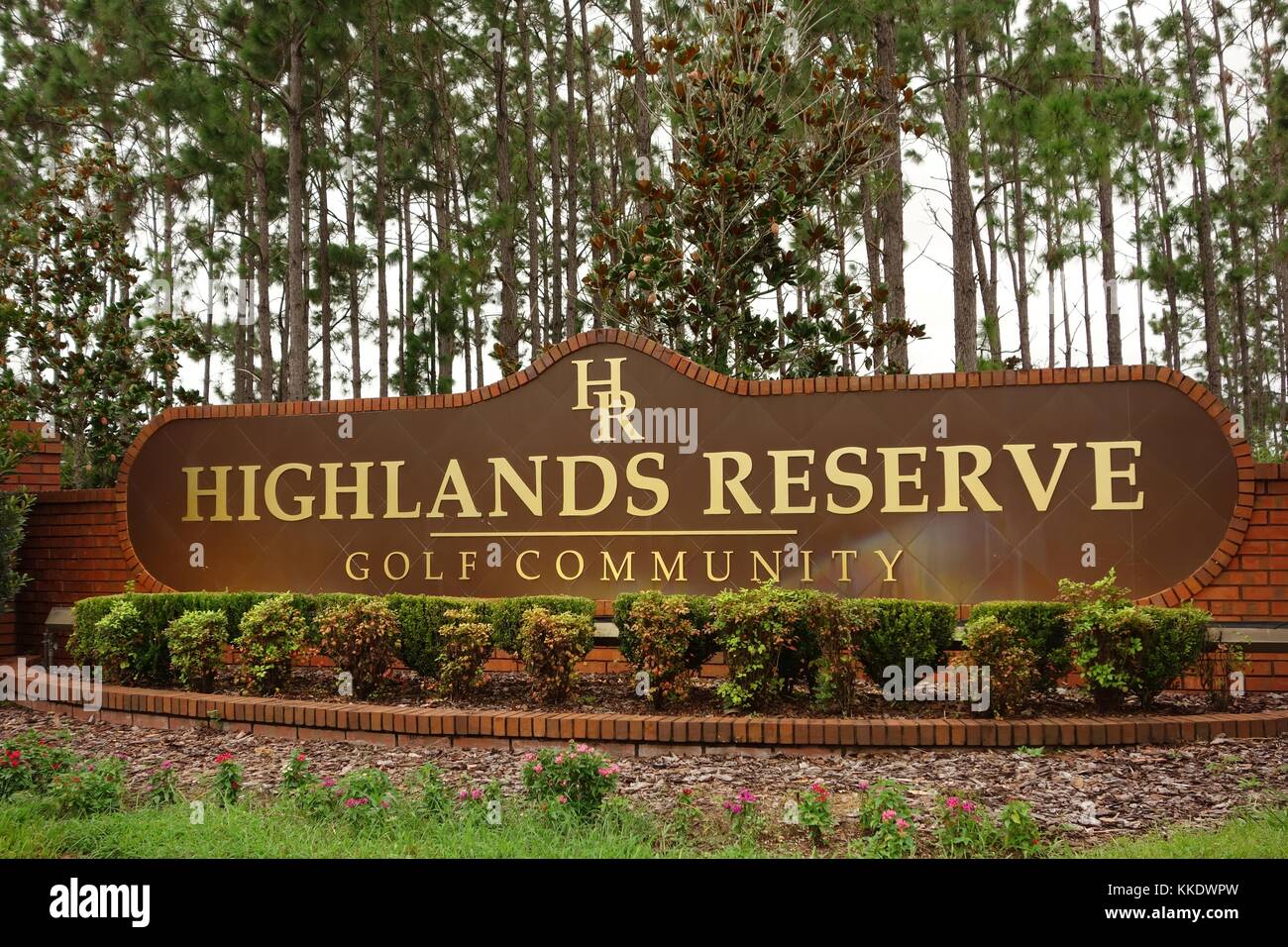 Panneau d'entrée à l'Highland Reserve Golf Communauté à Davenport, Polk County, Floride, États-Unis Banque D'Images