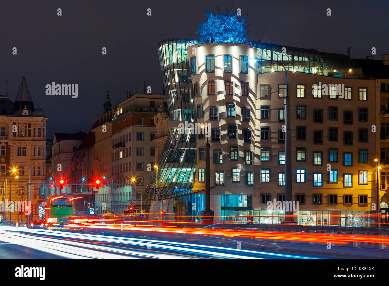 Maison de danse de nuit à Prague, République tchèque Banque D'Images
