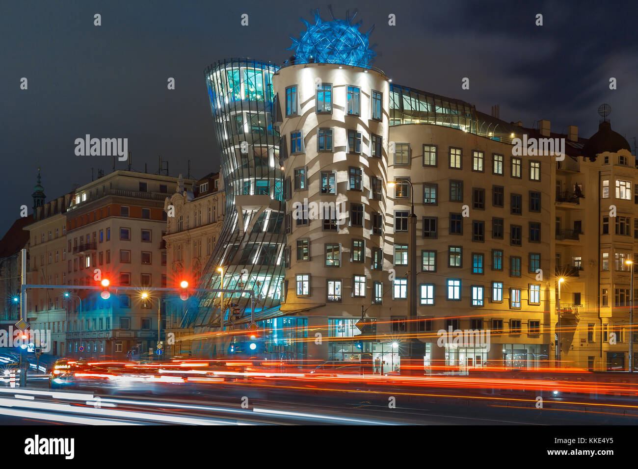 Maison de danse de nuit à Prague, République tchèque Banque D'Images
