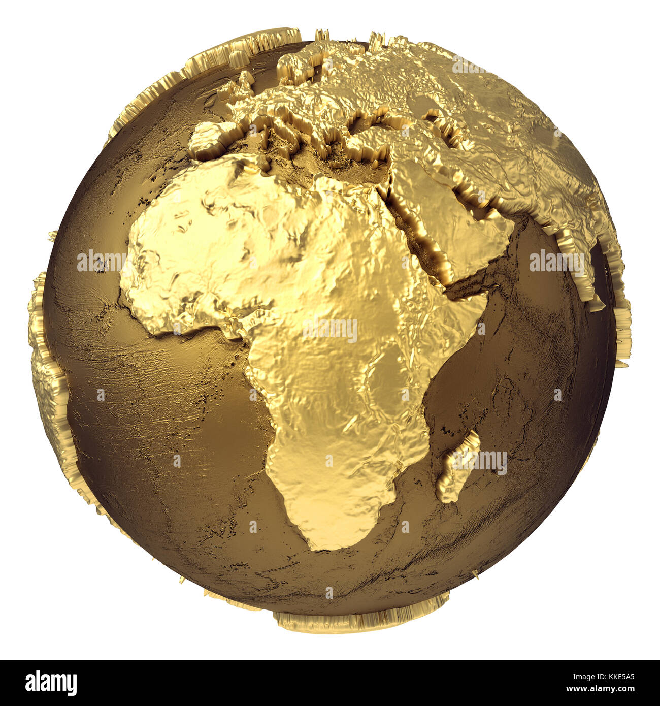 Modèle golden globe sans eau. L'Afrique. Le rendu 3D isolé sur fond blanc. les éléments de cette image fournie par la NASA Banque D'Images