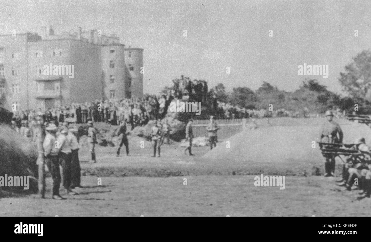 Exécution publique de poteaux, ville Sosnowiec, Pologne occupée, 1939 Banque D'Images