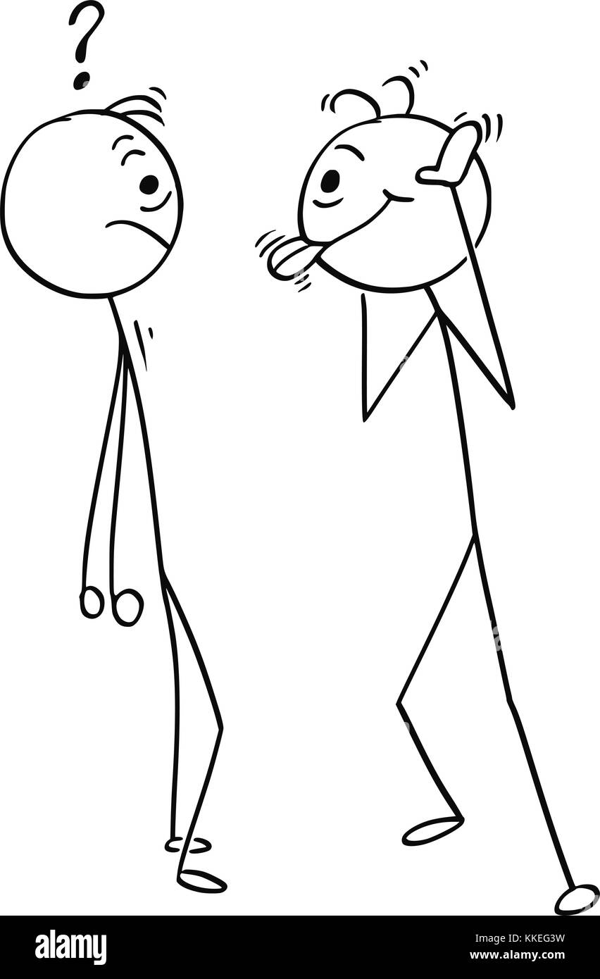 Cartoon stick man dessin illustration de deux hommes, l'un d'eux est fou ou folle et collage hors de sa langue. Illustration de Vecteur
