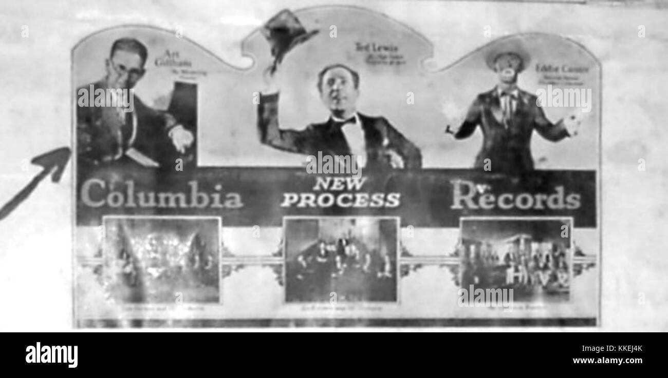 Art Gillham était un chanteur américain populaire au début du XXe siècle, et sa vitrine Columbia Records représente le matériel promotionnel de son travail musical au cours de sa carrière. Banque D'Images