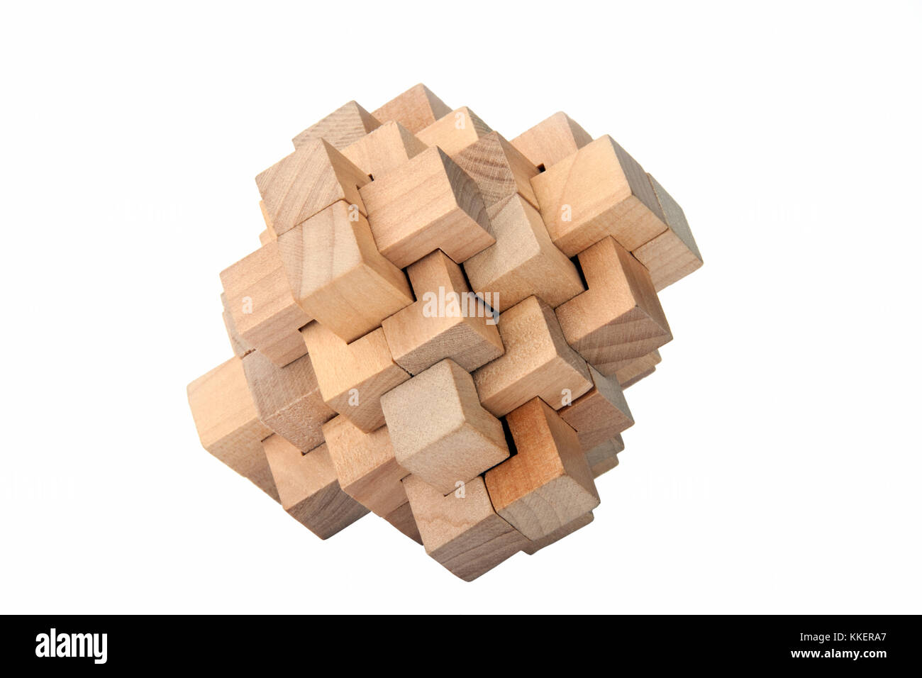 Un complexe puzzle en bois - Isolé Banque D'Images