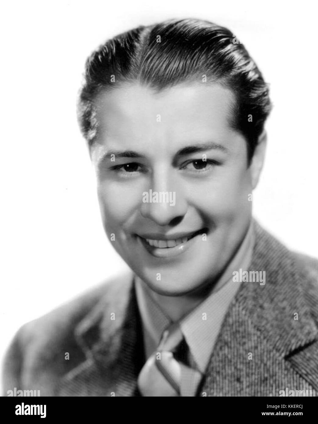 Don Ameche, un acteur américain, est capturé en 1936, au plus fort de sa popularité à Hollywood. Connu pour ses rôles dans des films comme *The Story of Alexander Graham Bell* et *The Great Victor Herbert*. Banque D'Images