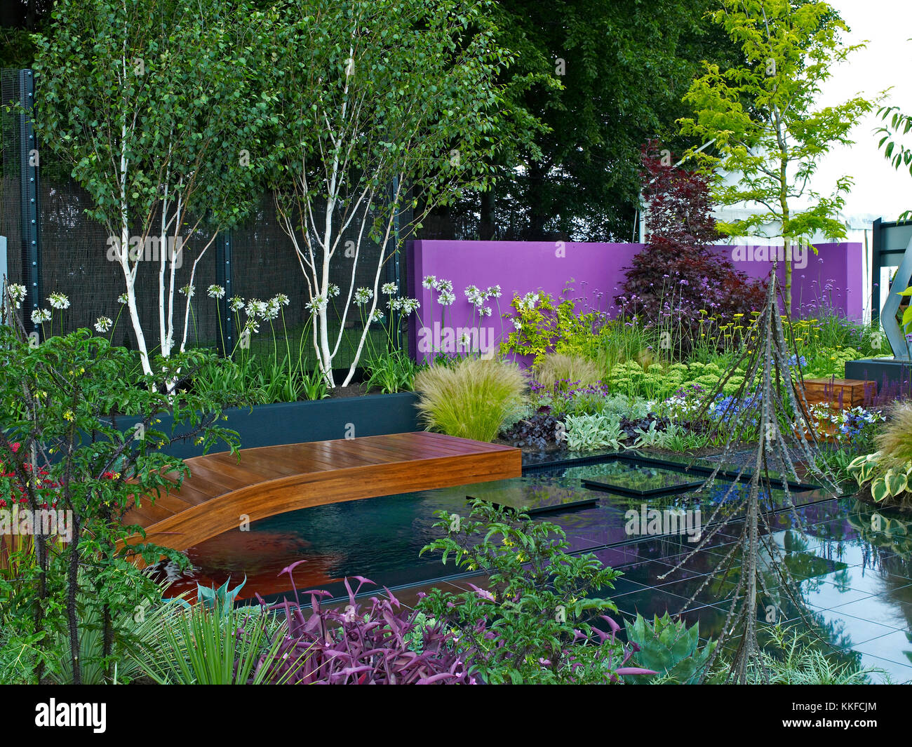 Un jardin contemporain moderne dispose d''un élégant et plantation Banque D'Images