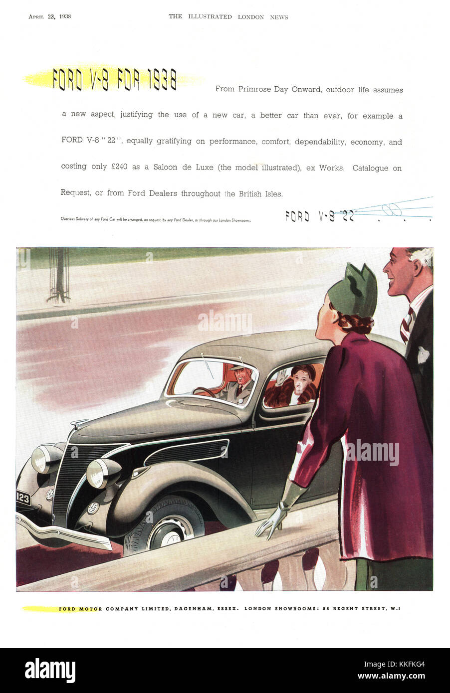 1938 Ford V-8 magazine britannique annonce Voiture Banque D'Images
