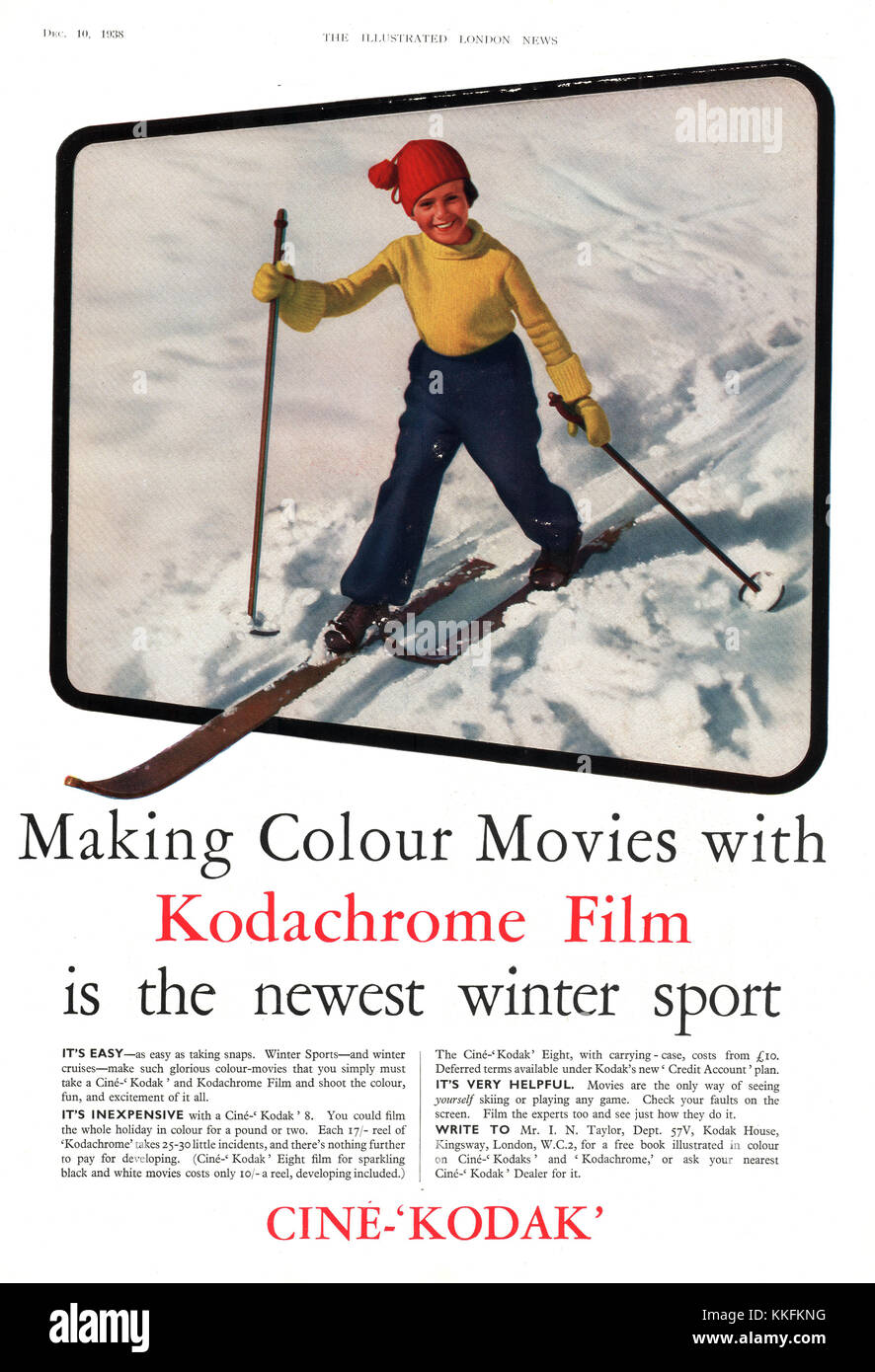 1938 UK Magazine Cine Kodak annonce Banque D'Images