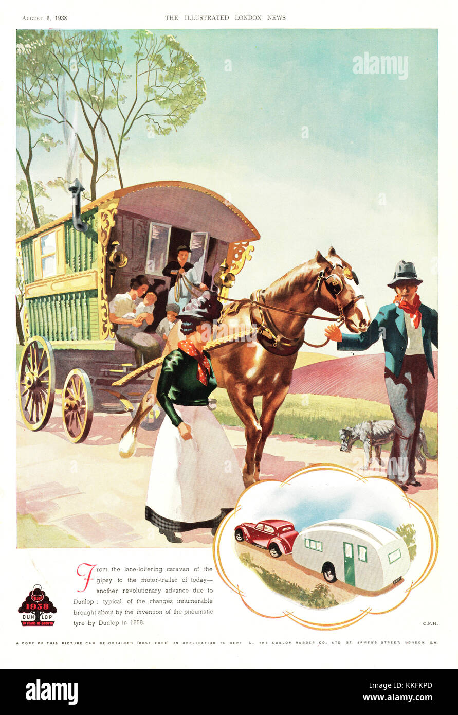 1938 Magazine américain produits Dunlop Annonce Banque D'Images