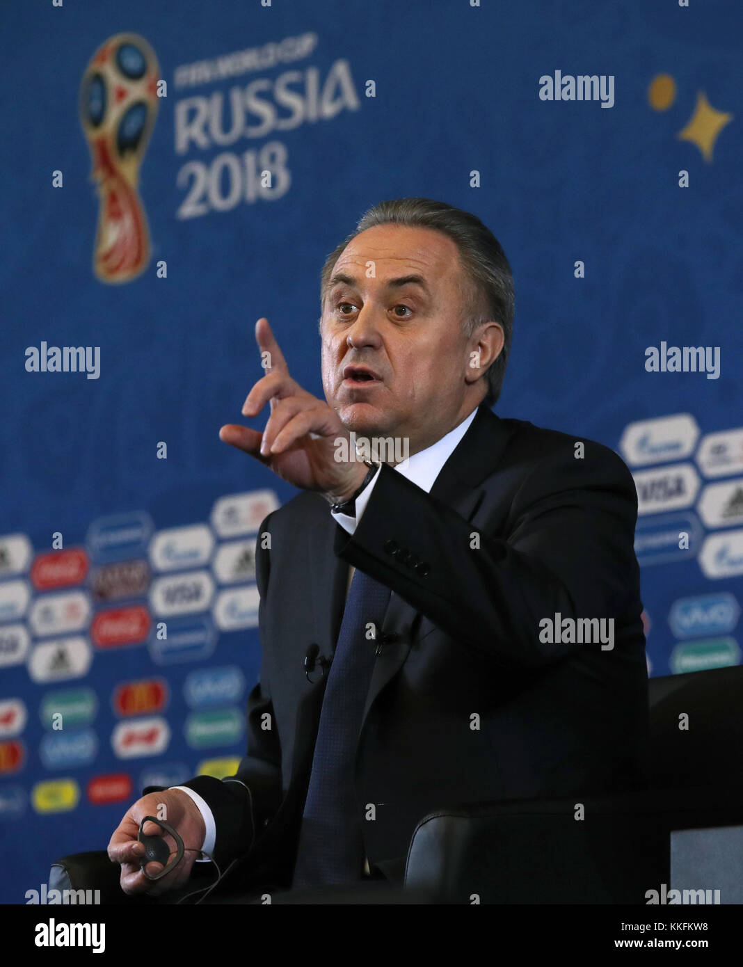 Vitaly Mutko, président de l'Union russe du football lors d'une conférence de presse en prévision du tirage au sort de la coupe du monde FIFA 2018 au Kremlin à Moscou. ASSOCIATION DE PRESSE photo Date: Vendredi 1er décembre 2017. Voir PA Story football World Cup. Le crédit photo devrait se lire comme suit : Nick Potts/PA Wire. Banque D'Images