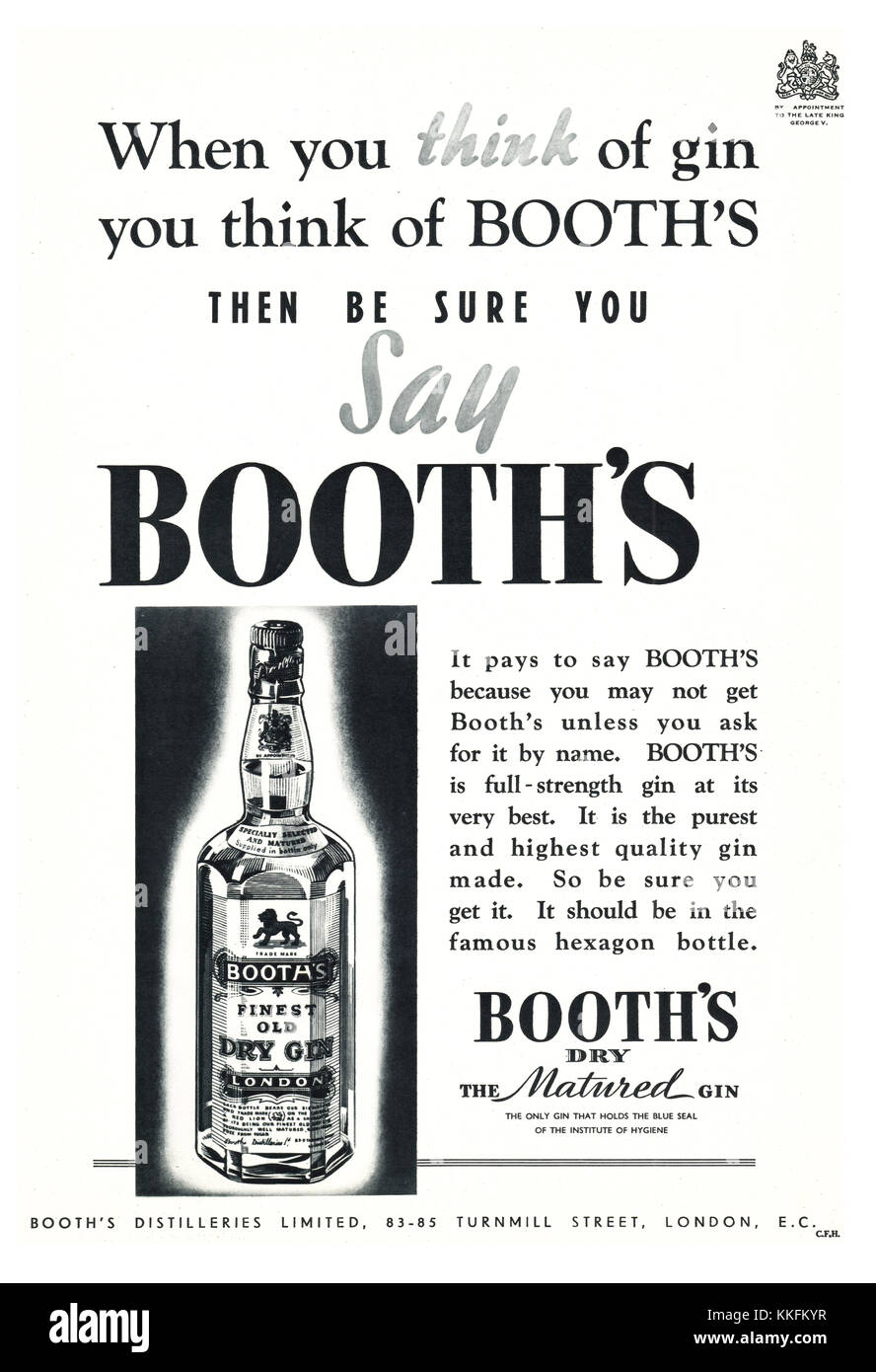 1938 UK Stand Magazine's Dry Gin Annonce Banque D'Images