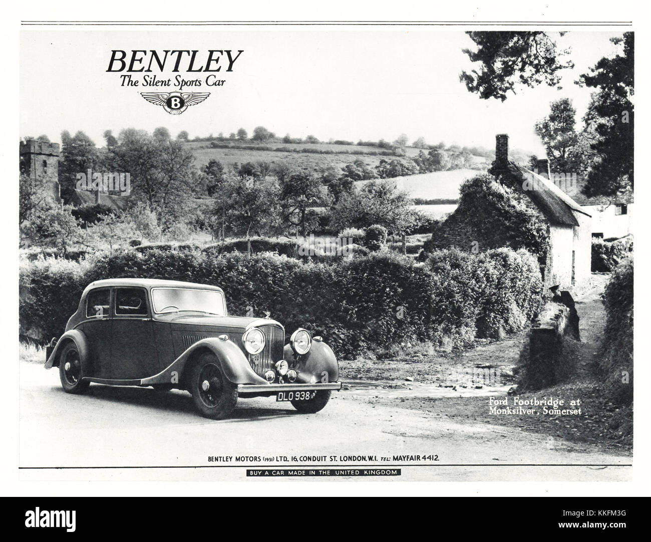 1938 Magazine BRITANNIQUE Bentley annonce Banque D'Images
