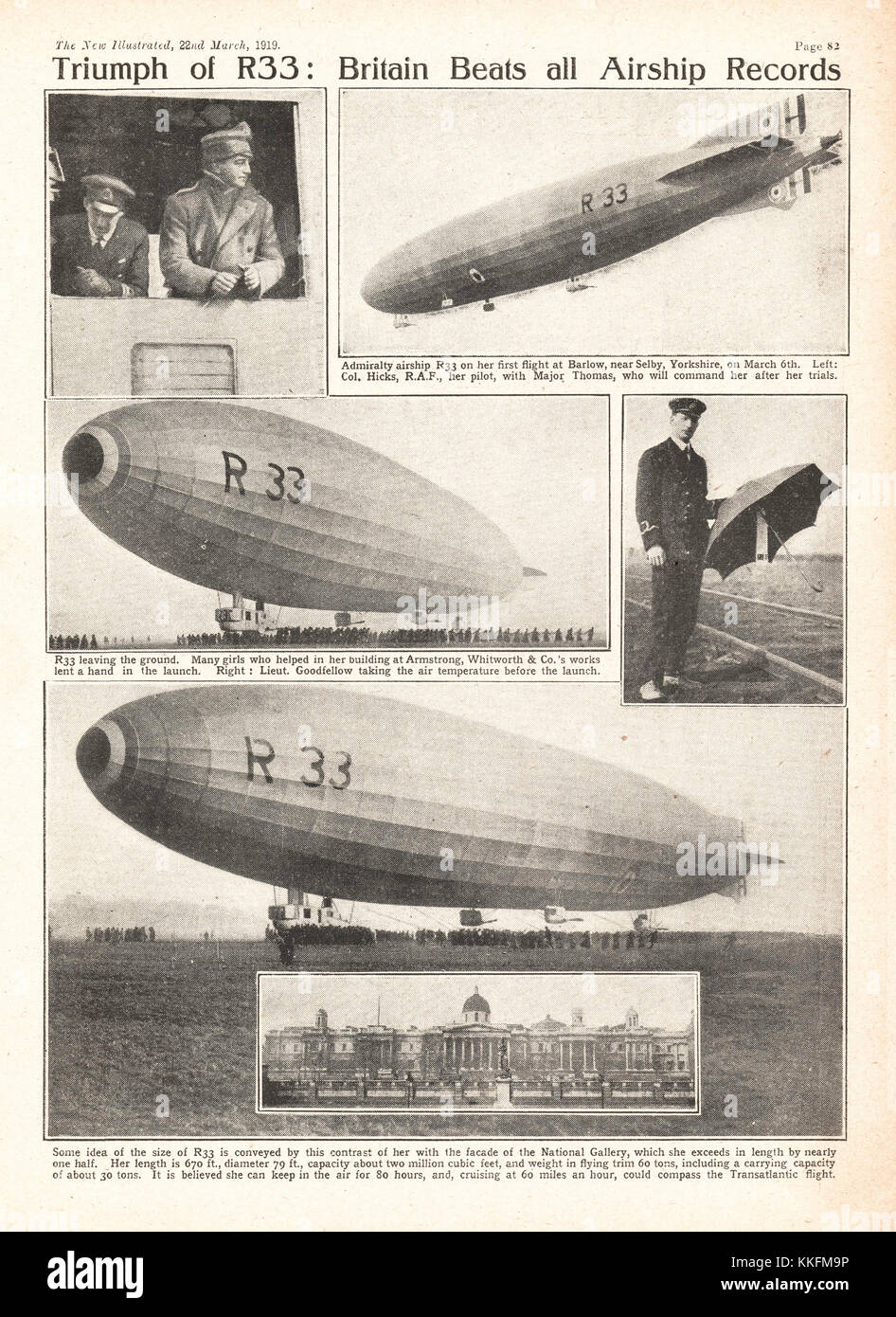 1919 Nouveau illustré Airship R-33 Banque D'Images