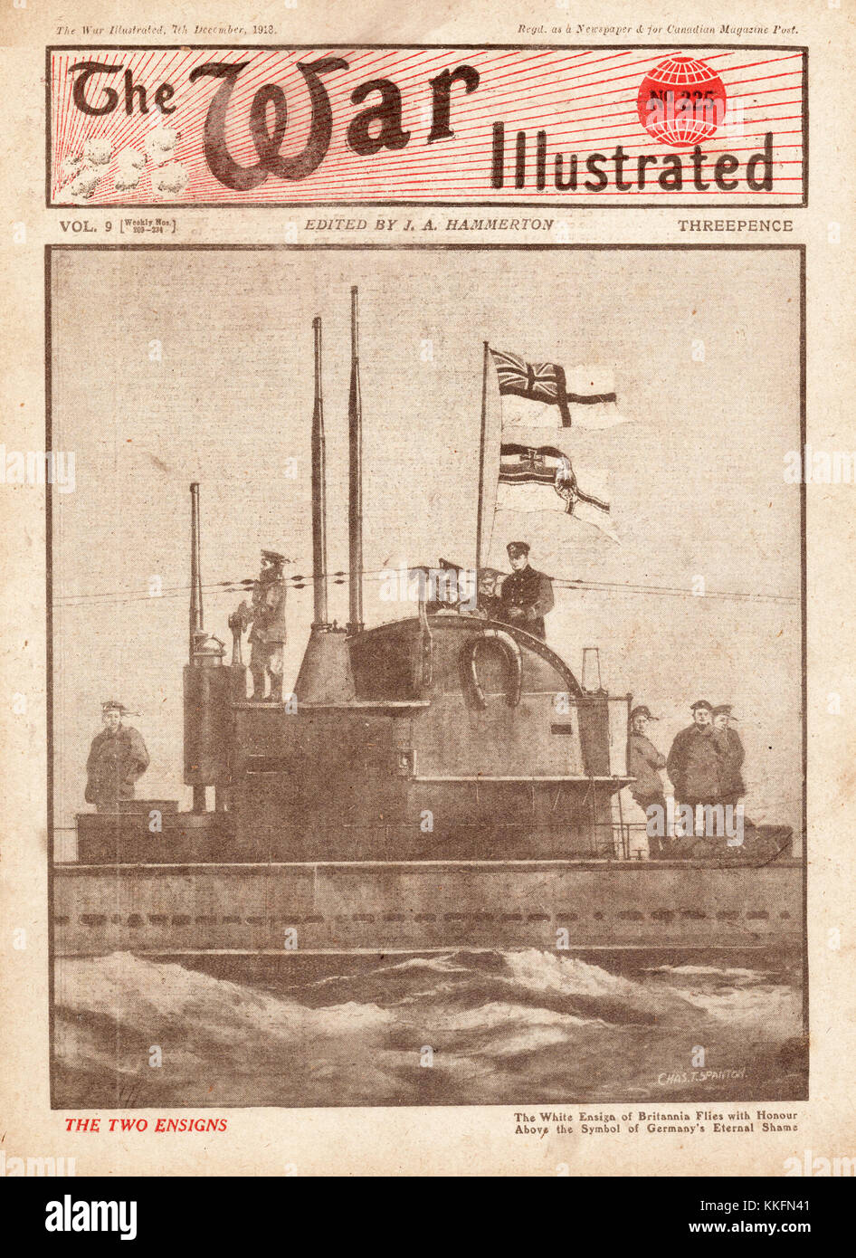 La guerre de 1918 l'illustre la remise des bateaux U Allemand Banque D'Images