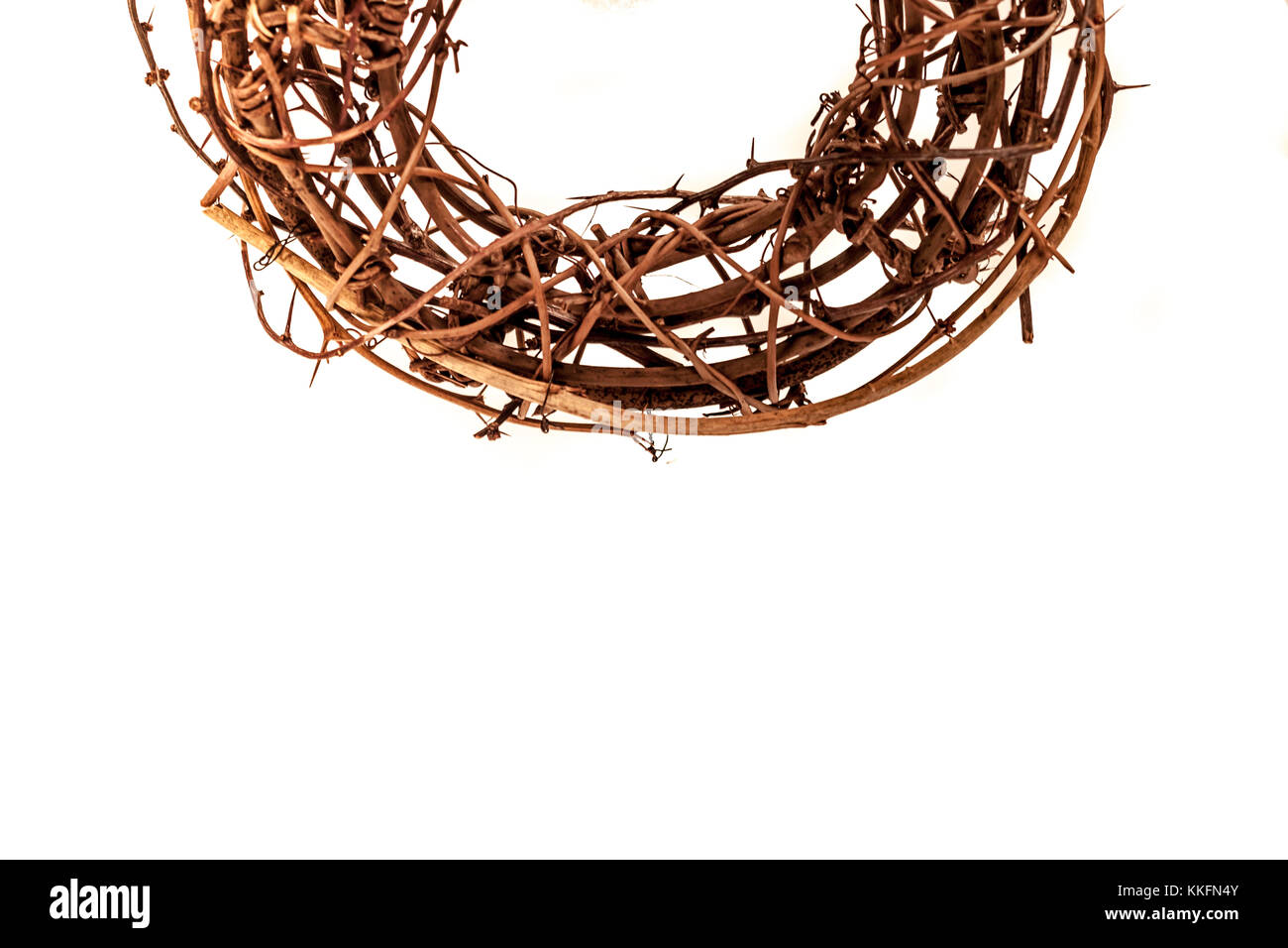 Couronne d'épines, comme portés par Jésus Christ dans l'histoire de pâques passion lors de sa crucifixion, sur un fond blanc Banque D'Images