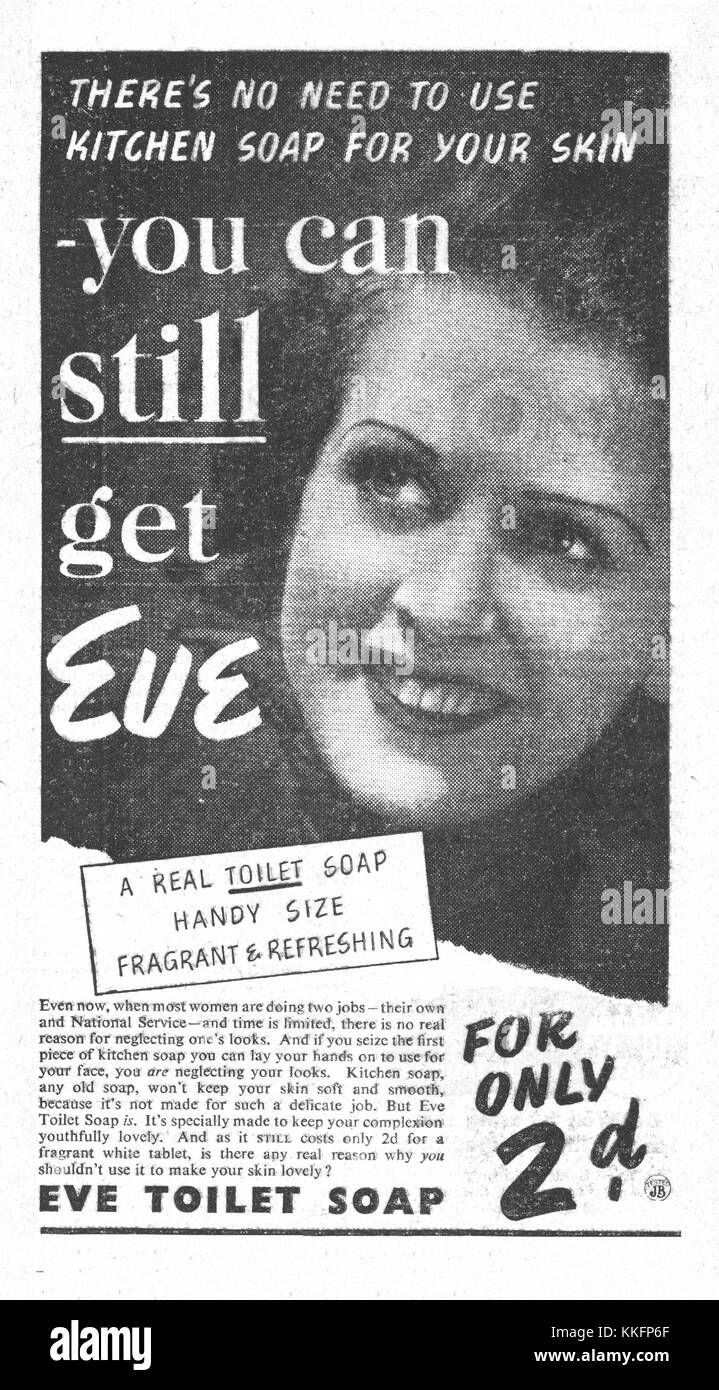 1939 Magazine BRITANNIQUE Eve Savon de toilette annonce Banque D'Images