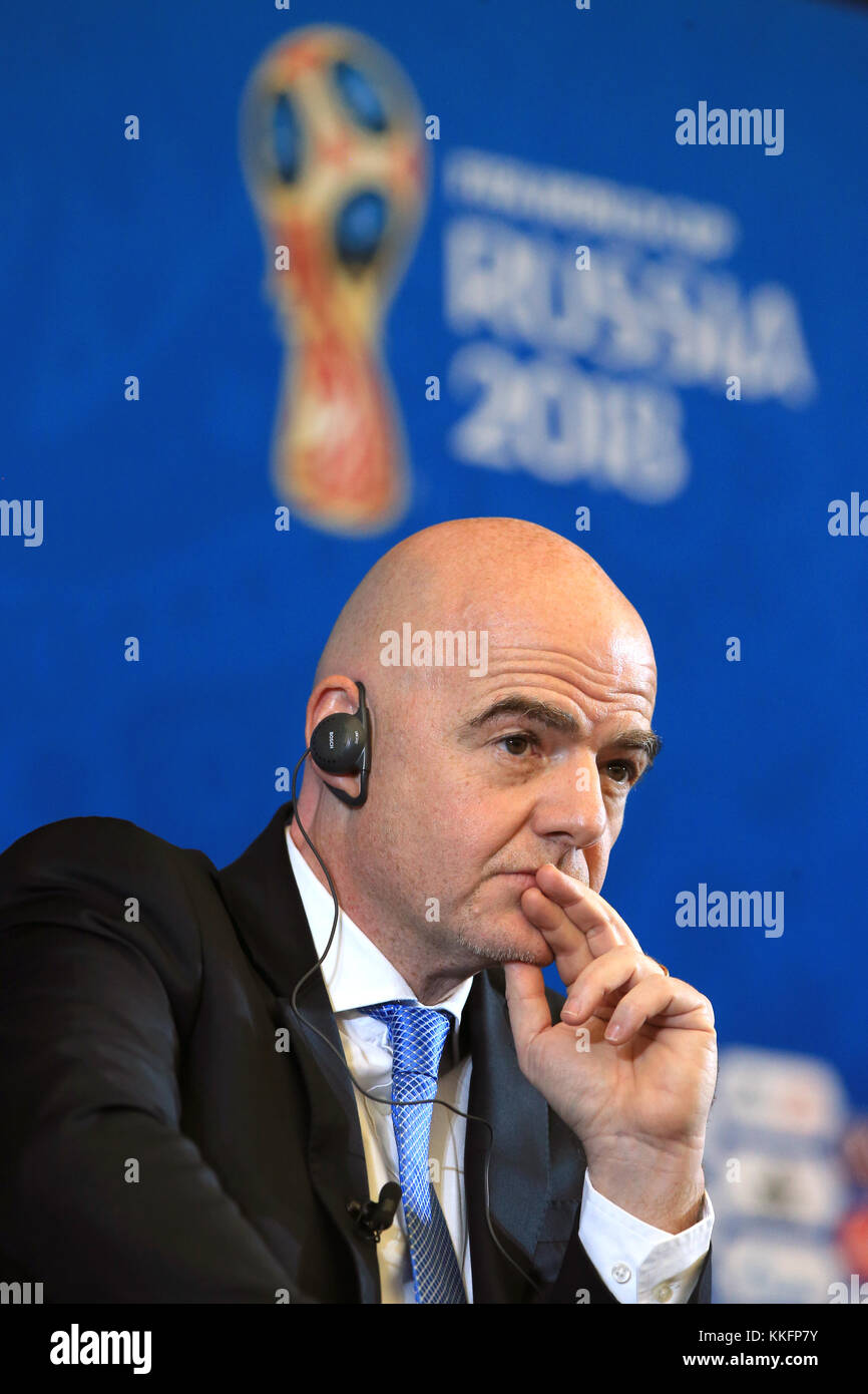 Gianni Infantino, président de la FIFA, lors d'une conférence de presse en prévision du tirage au sort de la coupe du monde de la FIFA 2018 au Kremlin à Moscou. ASSOCIATION DE PRESSE photo Date: Vendredi 1er décembre 2017. Voir PA Story football World Cup. Le crédit photo devrait se lire comme suit : Nick Potts/PA Wire. Banque D'Images