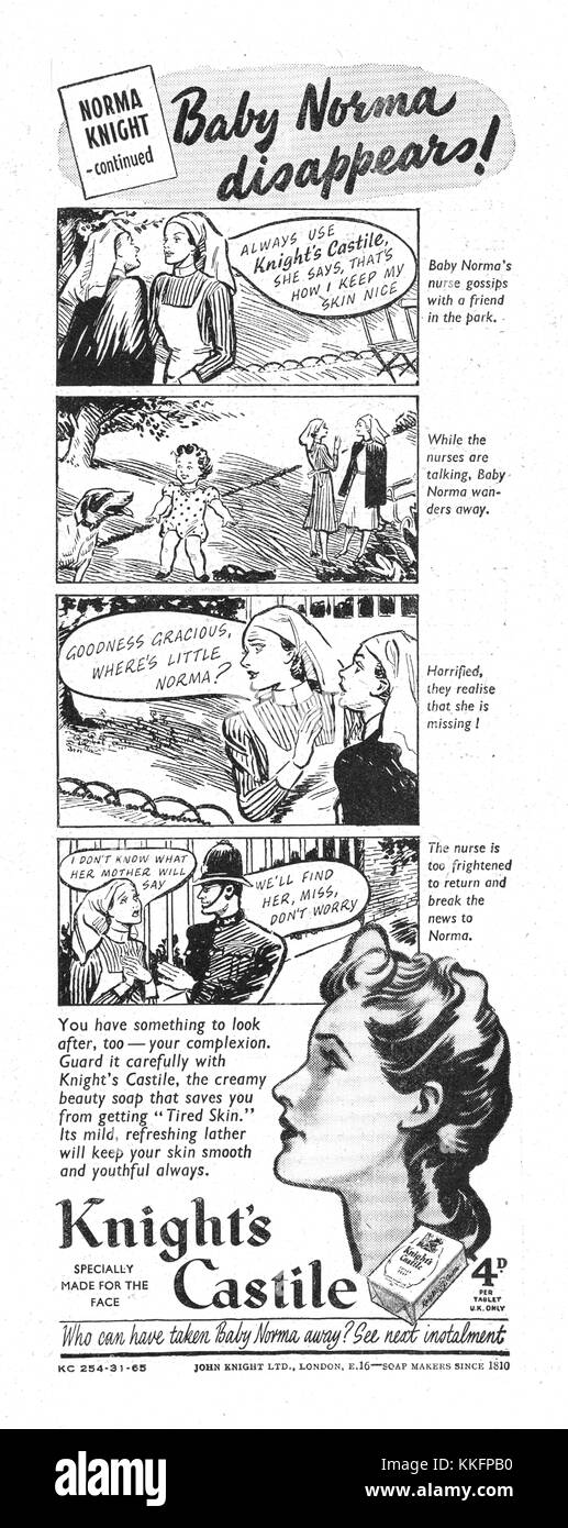 1939 Magazine BRITANNIQUE Knight's Castle annonce Savon Banque D'Images