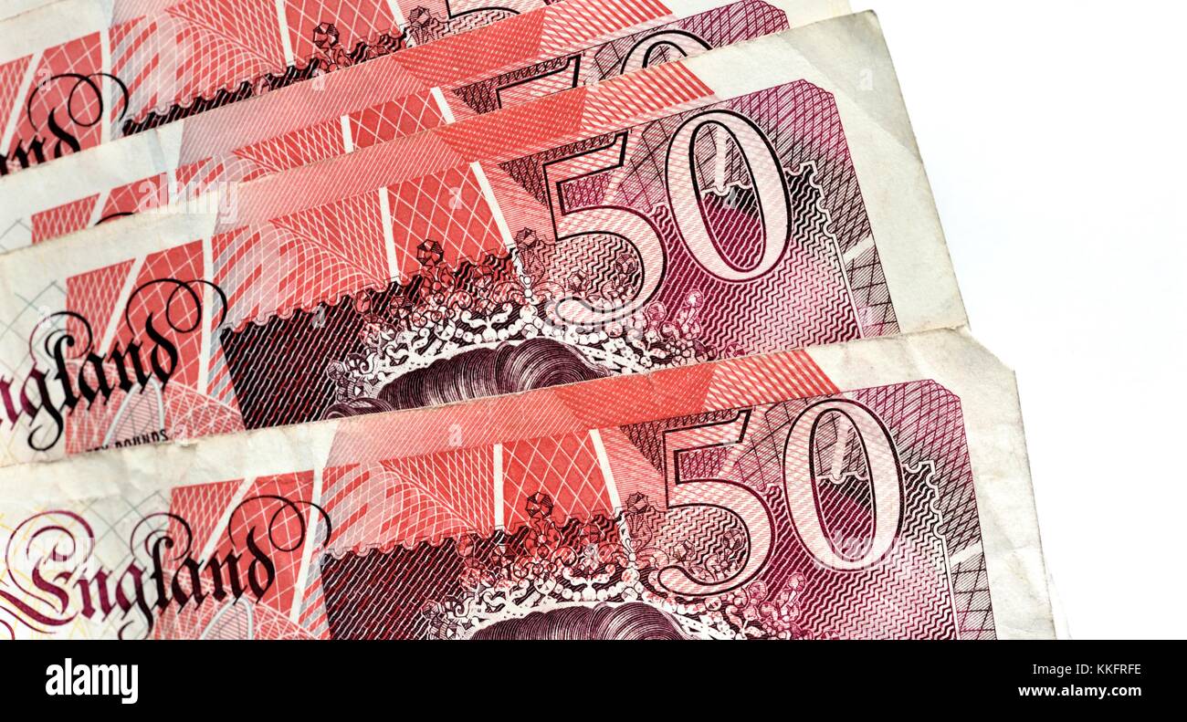 Notes 50 livres sterling Banque D'Images