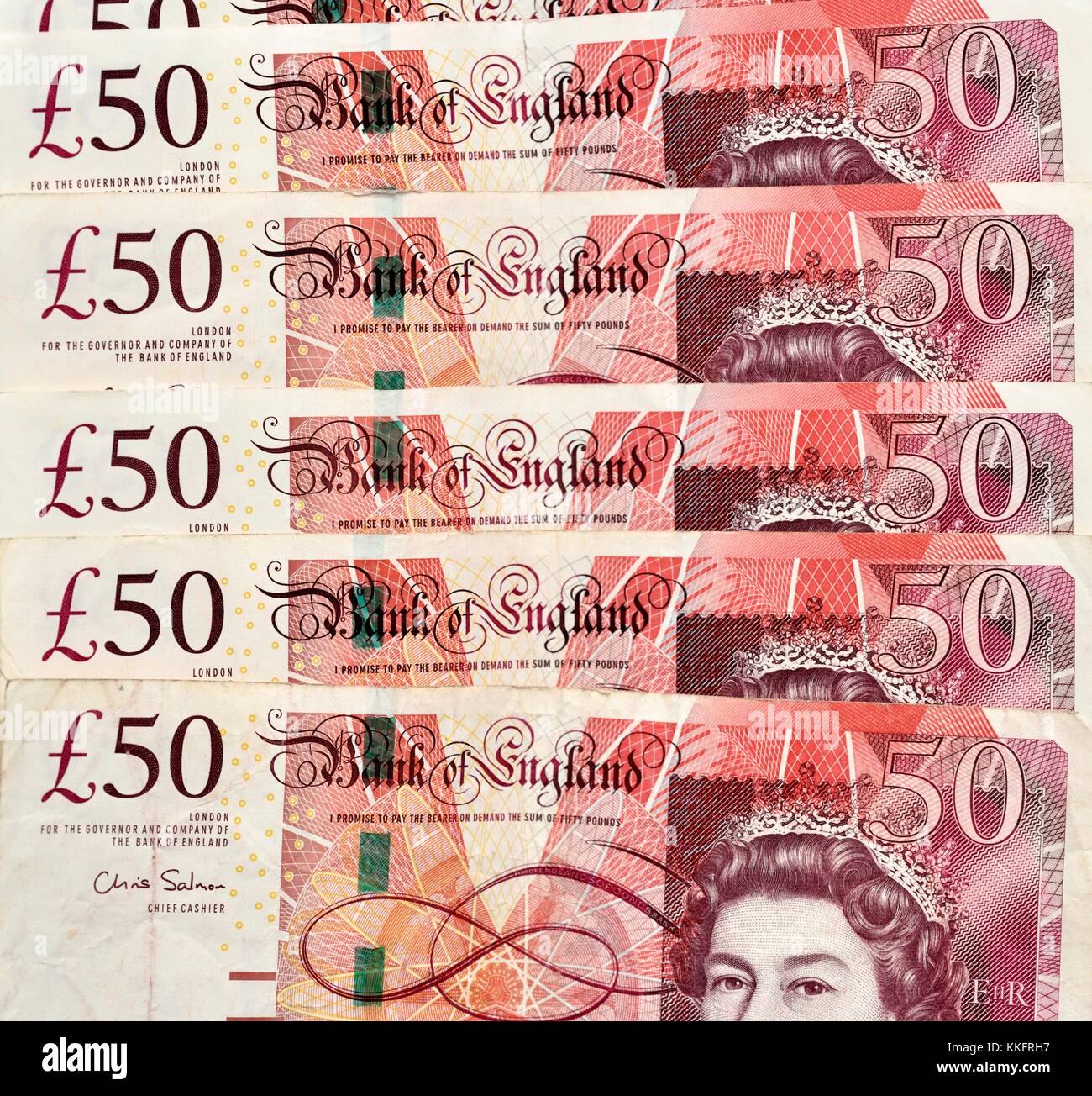 Notes 50 livres sterling Banque D'Images