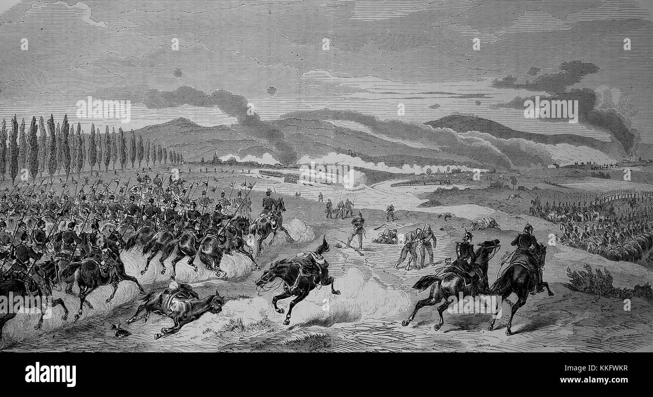 Bataille, lutte à Noisseville le 31 août, la France, la guerre franco-allemande de 1870/71, guerre de 1870 ou la guerre franco-allemande, la guerre de 1870, un conflit entre le Second Empire de Napoléon III et les états allemands de la Confédération d'Allemagne du Nord dirigée par le royaume de Prusse, l'amélioration numérique reproduction d'une gravure sur bois originale Banque D'Images