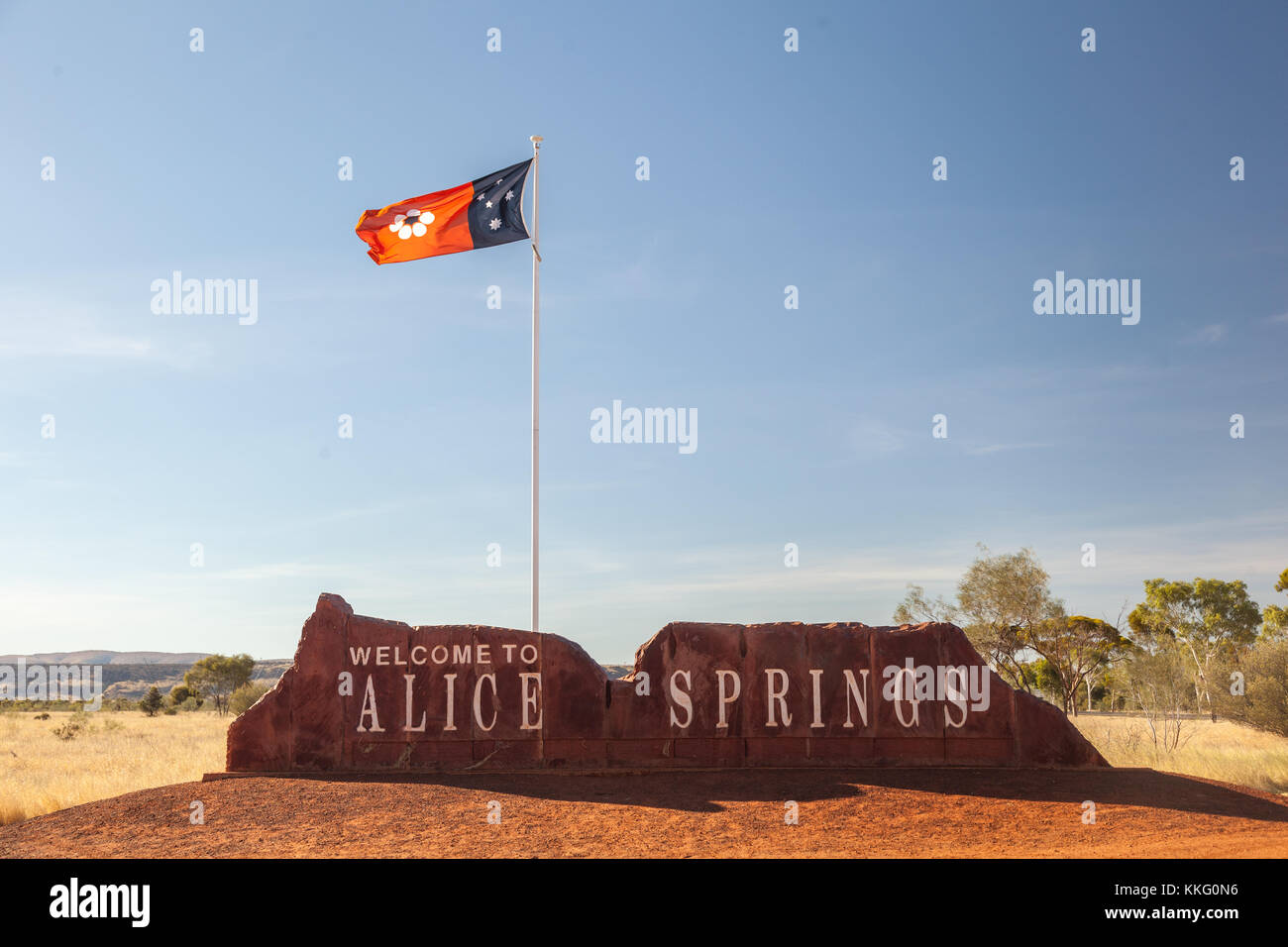 'Bienvenue à Alice Springs' sign Banque D'Images