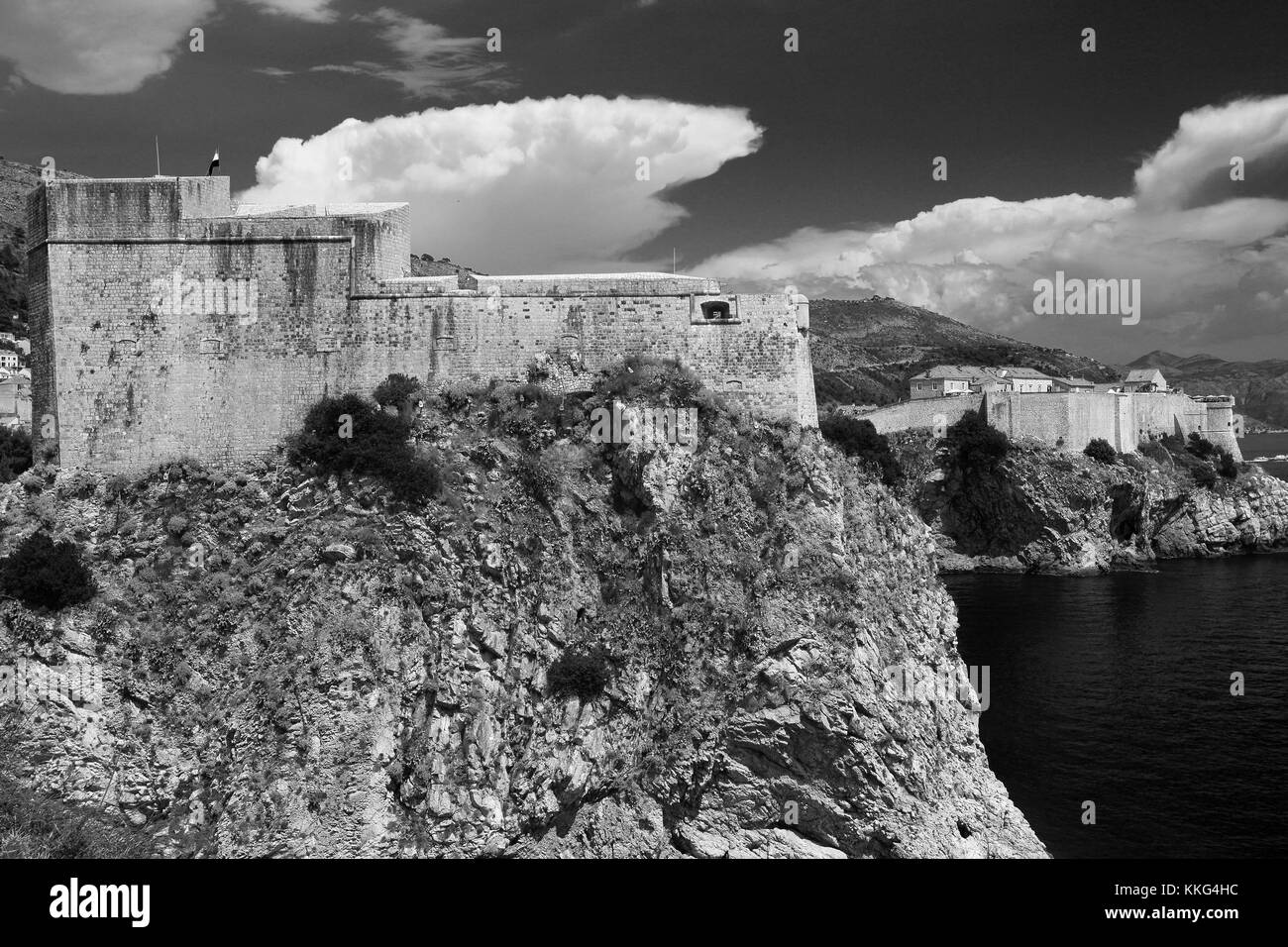 Fort Lovrijenac, Dubrovnik, la côte dalmate, Mer Adriatique, la Croatie, Balkans, Europe. Dubrovnik est un UNESCO World Heritage Site. Banque D'Images