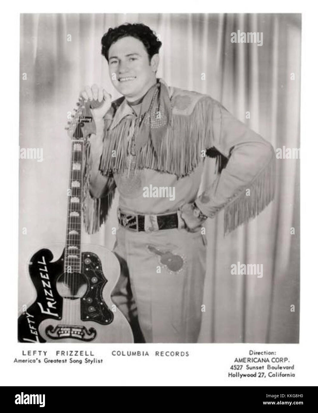 Une image publicitaire du chanteur country Lefty Frizzell, largement considéré comme l'un des pionniers de la musique honky-tonk. L'influence de Frizzell sur la musique country peut encore être ressentie dans les chansons country et occidentales modernes. Banque D'Images