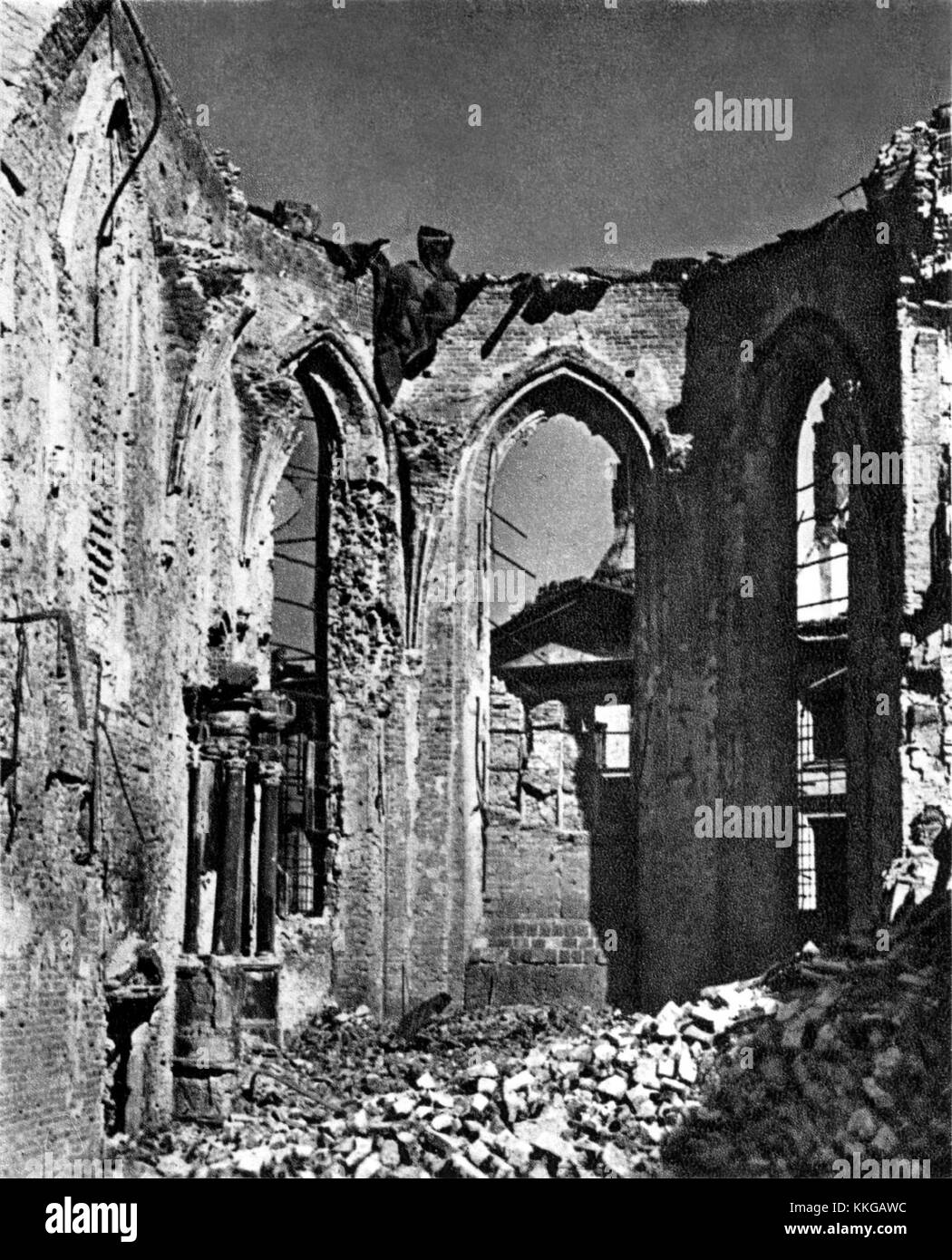 Ruines de la cathédrale Saint-Jean Varsovie 1945 Banque D'Images