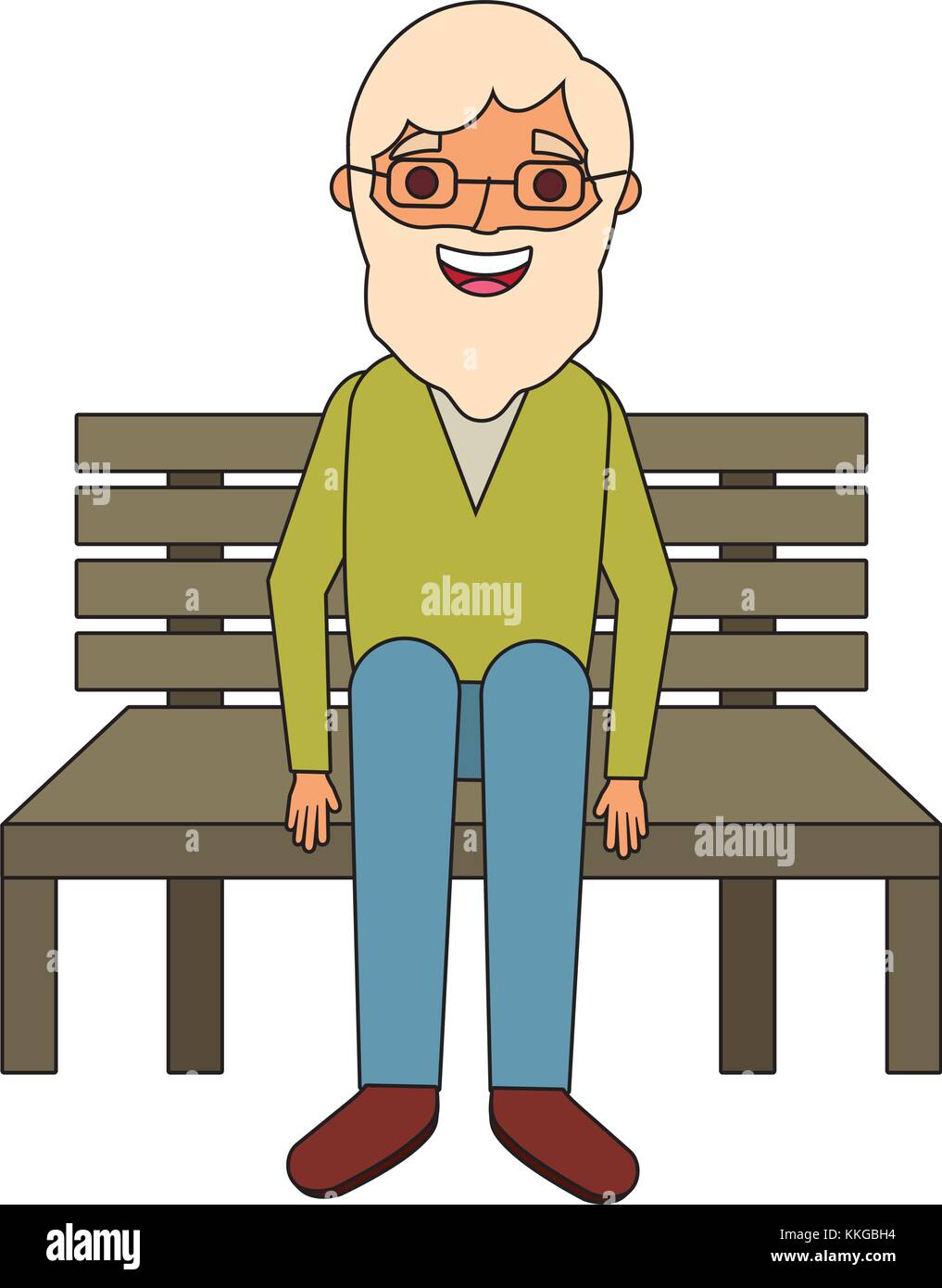 Vieil homme grand-père assis dans l'attente banc vector illustration Illustration de Vecteur