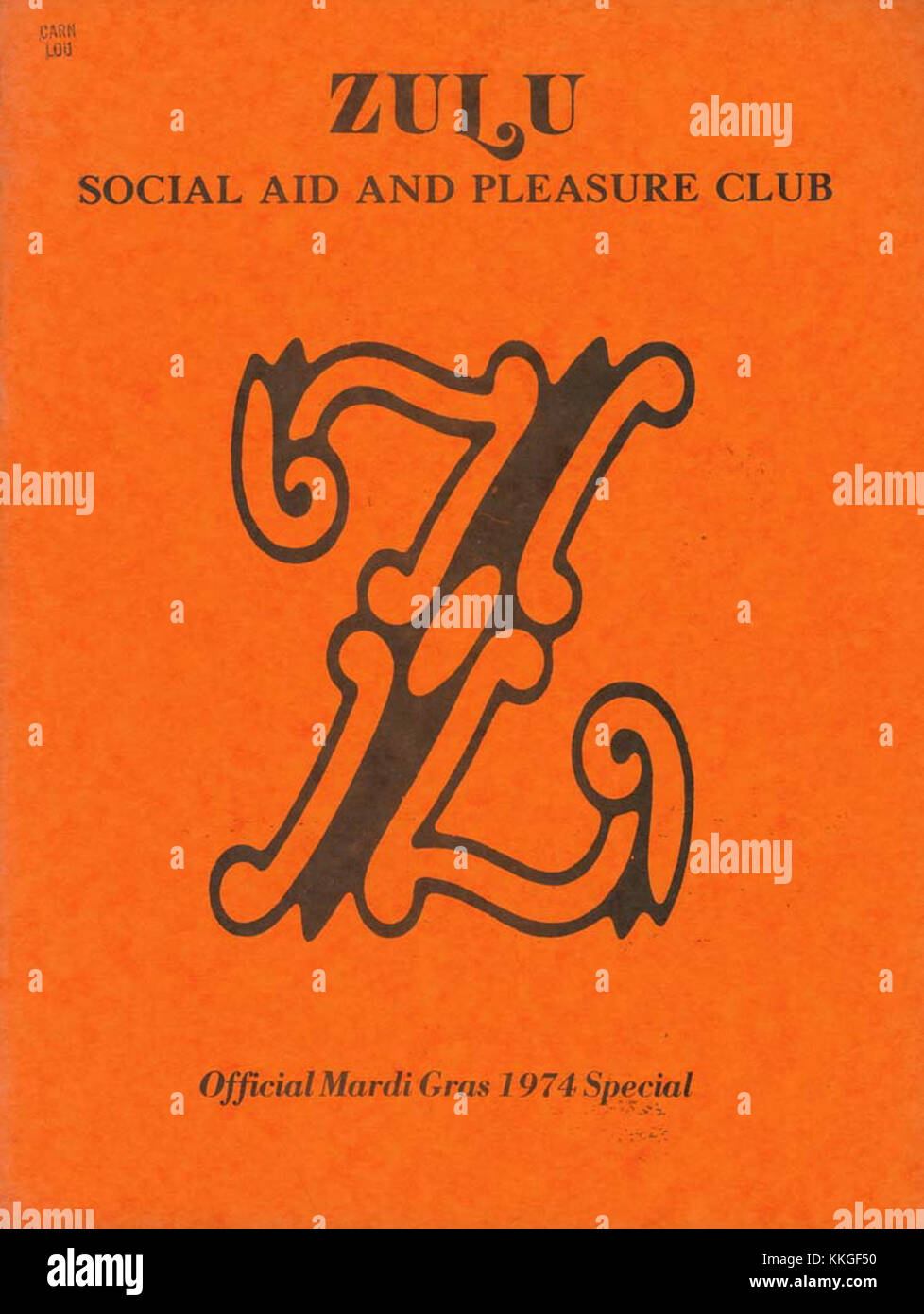 Le Zulu SAPC mardi gras 1974 Special fait référence à un événement unique lors de la célébration du mardi gras en 1974. Le Zulu social Aid & Pleasure Club est l'une des organisations mardi gras les plus anciennes et les plus influentes de la Nouvelle-Orléans, connue pour ses défilés et ses contributions culturelles. Banque D'Images