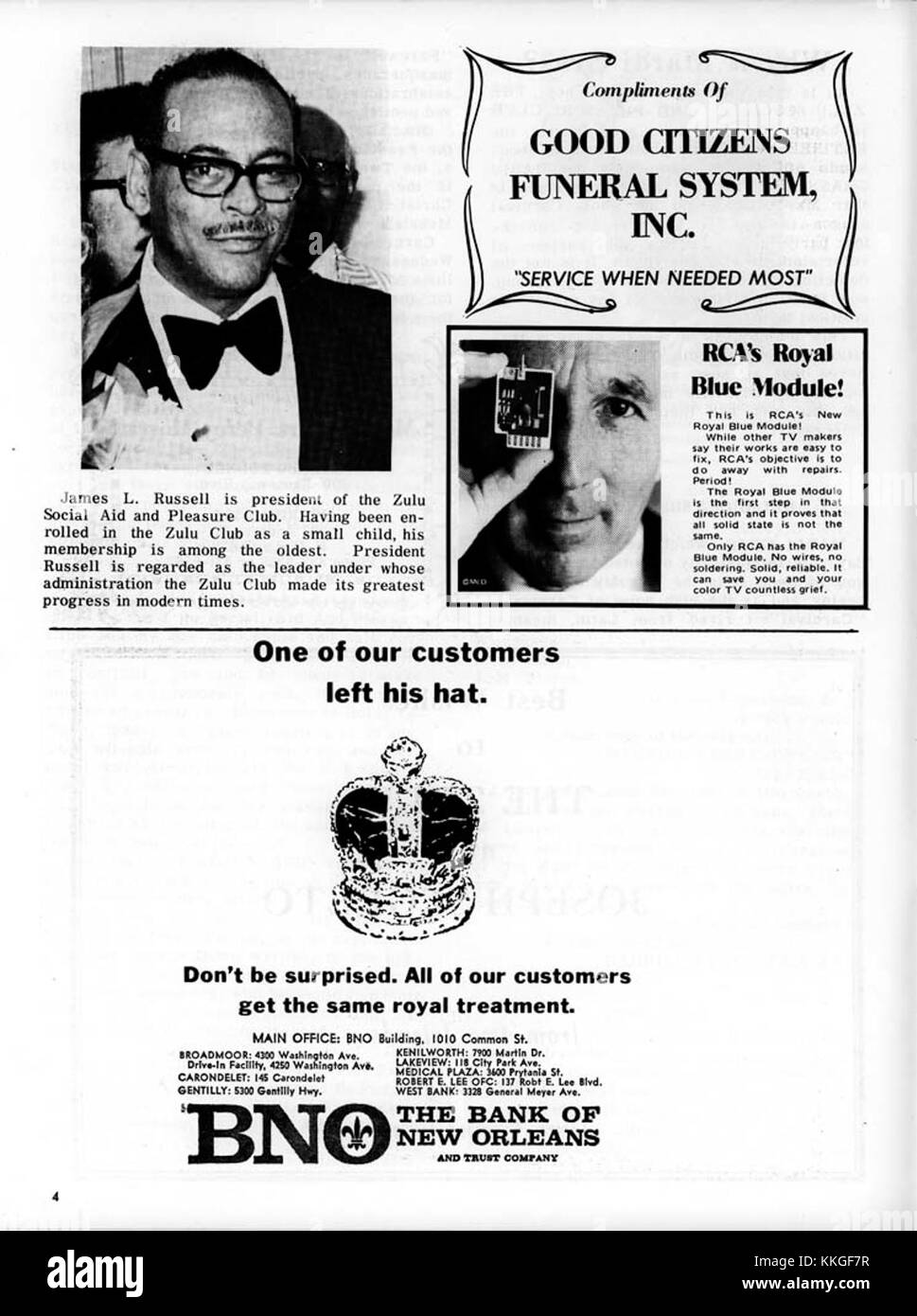 Le Zulu social Aid & Pleasure Club (SAPC) spécial mardi gras 1974 représente un événement historique et culturel à la Nouvelle-Orléans, mettant en valeur la contribution du Zulu Club aux festivités de mardi gras. Banque D'Images