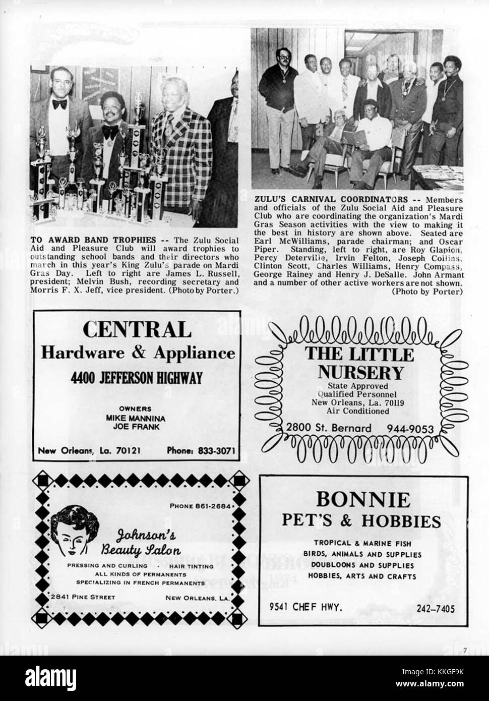 Le Zulu social Aid and Pleasure Clubâ€™s mardi gras 1974 Special est un événement historique qui met en lumière les traditions et les célébrations de mardi gras à la Nouvelle-Orléans. Le Zulu Club est connu pour ses défilés dynamiques et ses contributions culturelles au festival. Banque D'Images