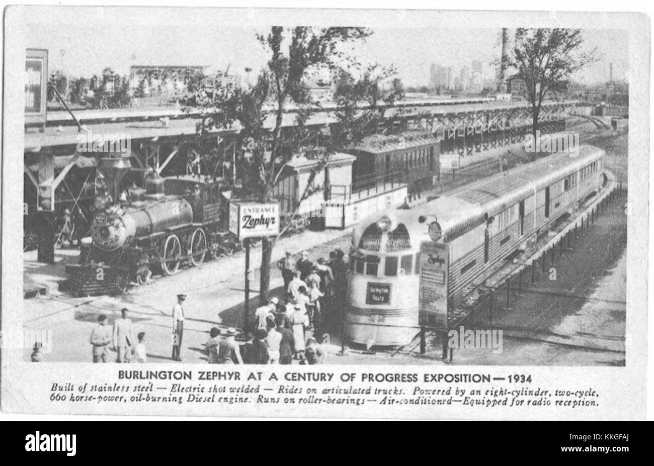 Le Burlington Pioneer Zephyr était un train de voyageurs révolutionnaire présenté à l'exposition universelle Century of Progress à Chicago en 1934. Le train était une merveille du design et de l'ingénierie modernes à l'époque. Banque D'Images