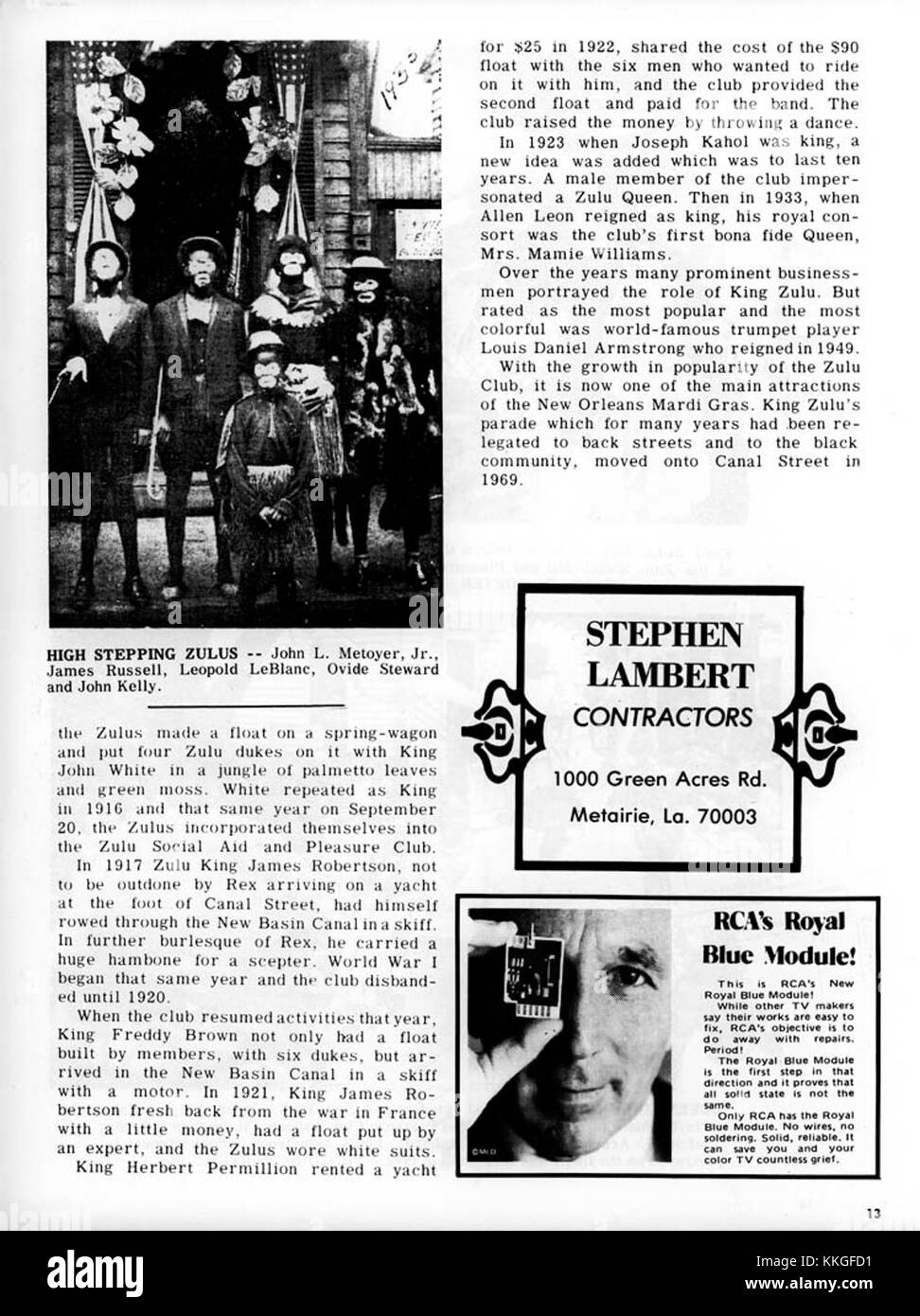 Le Zulu social Aid and Pleasure Club (SAPC) a organisé son événement annuel mardi gras en 1974, avec des défilés dynamiques, des costumes et des festivités qui font partie de la riche tradition du Carnaval de la Nouvelle-Orléans. L'événement reste une célébration culturelle importante dans la ville. Banque D'Images