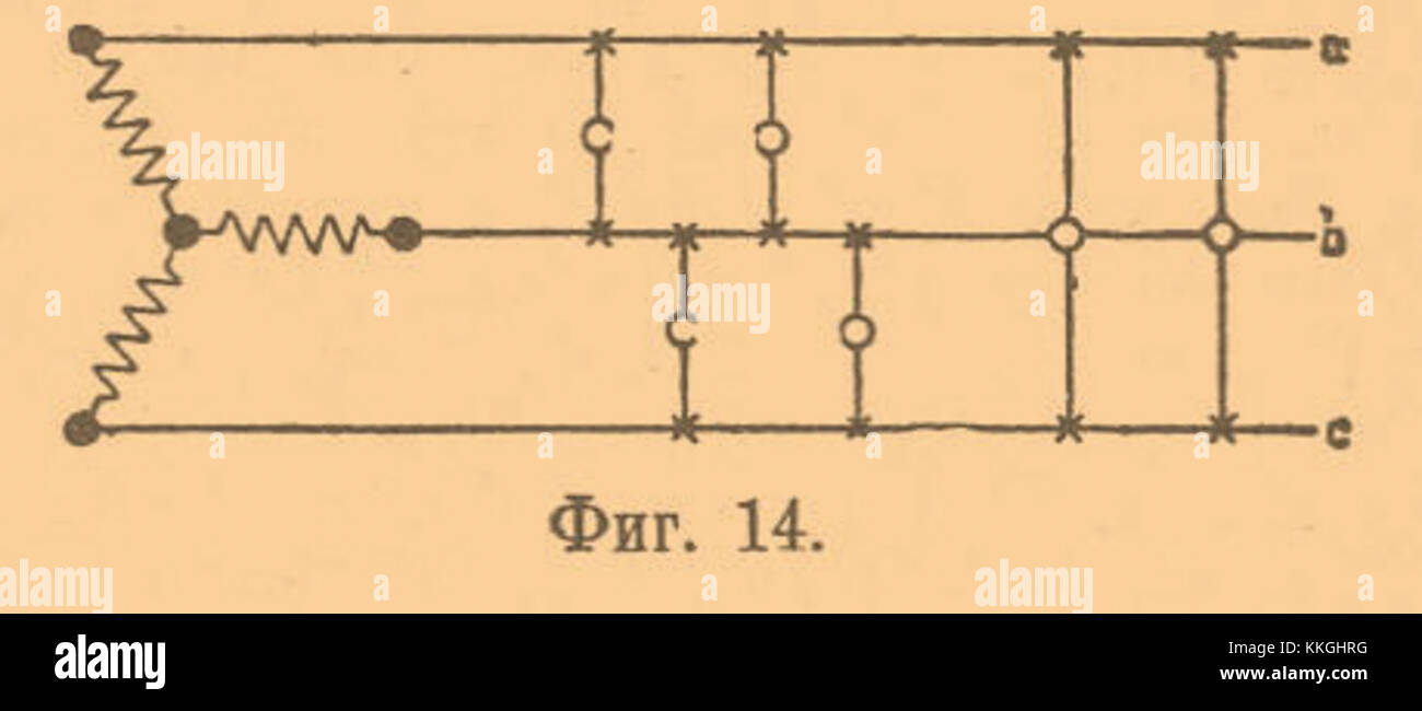 Une référence au réseau électrique de Brockhaus-Efron, probablement un diagramme historique ou une illustration technique montrant les premiers systèmes de réseau électrique. Banque D'Images