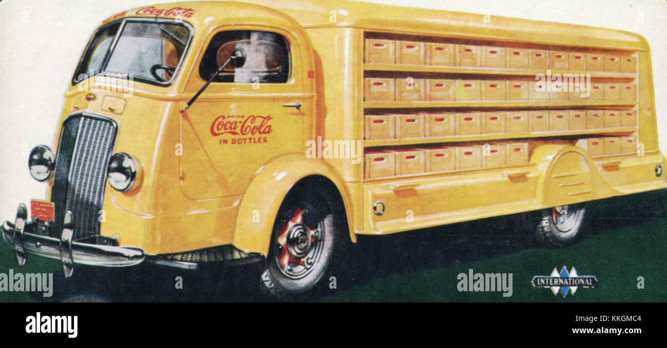 Le camion International Harvester Coca Cola 1939 est un exemple classique de véhicules commerciaux américains vintage. Il reflète les tendances de publicité et de transport de l'époque. Banque D'Images