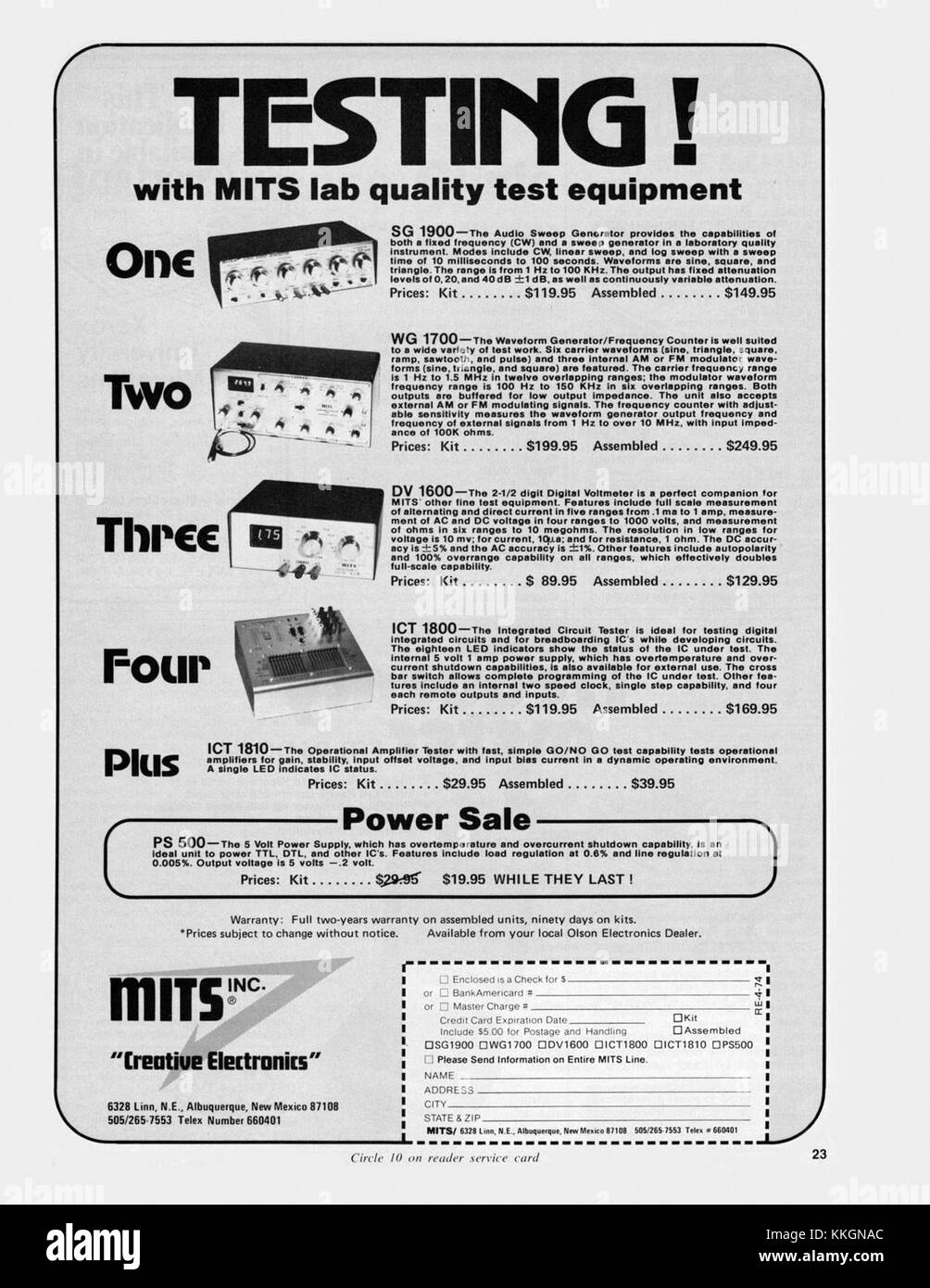 MITS test Equipment 1974 se réfère à une pièce spécifique d'équipement de test de MITS, une société connue pour son rôle dans le développement de la technologie informatique dans les années 1970 Banque D'Images