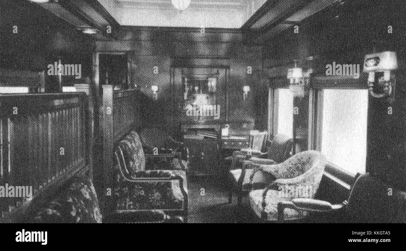 Le Burlington route Ladies Lounge était un espace dédié sur les trains de Burlington route, conçu spécifiquement pour les passagers féminins afin d'offrir un espace confortable et privé pour le repos ou la socialisation. Banque D'Images