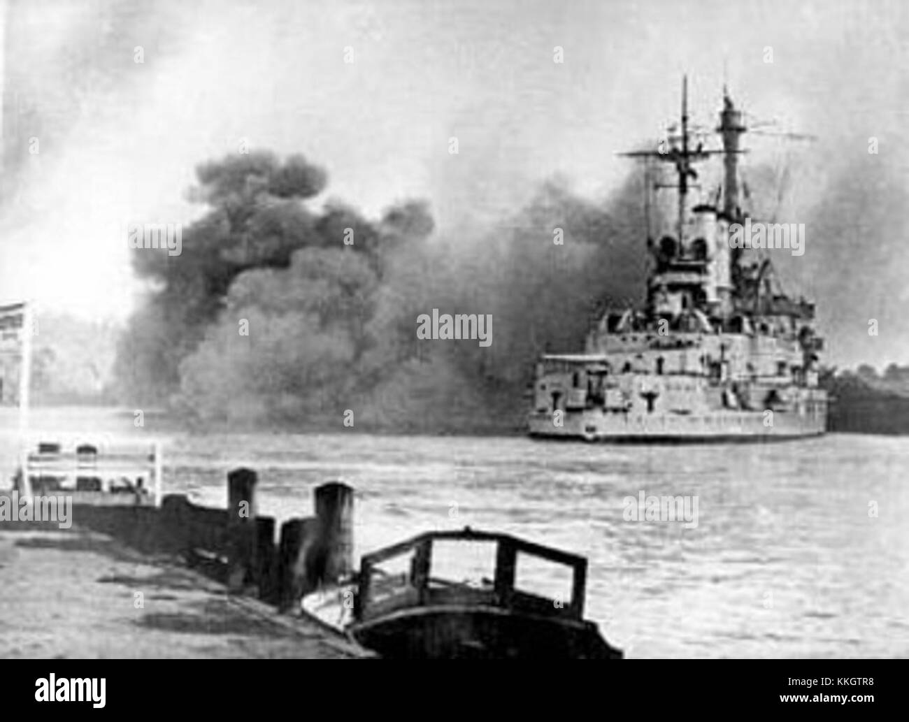 Les tirs du Schleswig Holstein à Gdynia le 13 septembre 1939 ont marqué un événement important au début de la IIe Guerre mondiale. Cette action navale a été l'un des premiers tirs tirés lors de l'invasion de la Pologne, contribuant au début de la guerre en Europe. Banque D'Images
