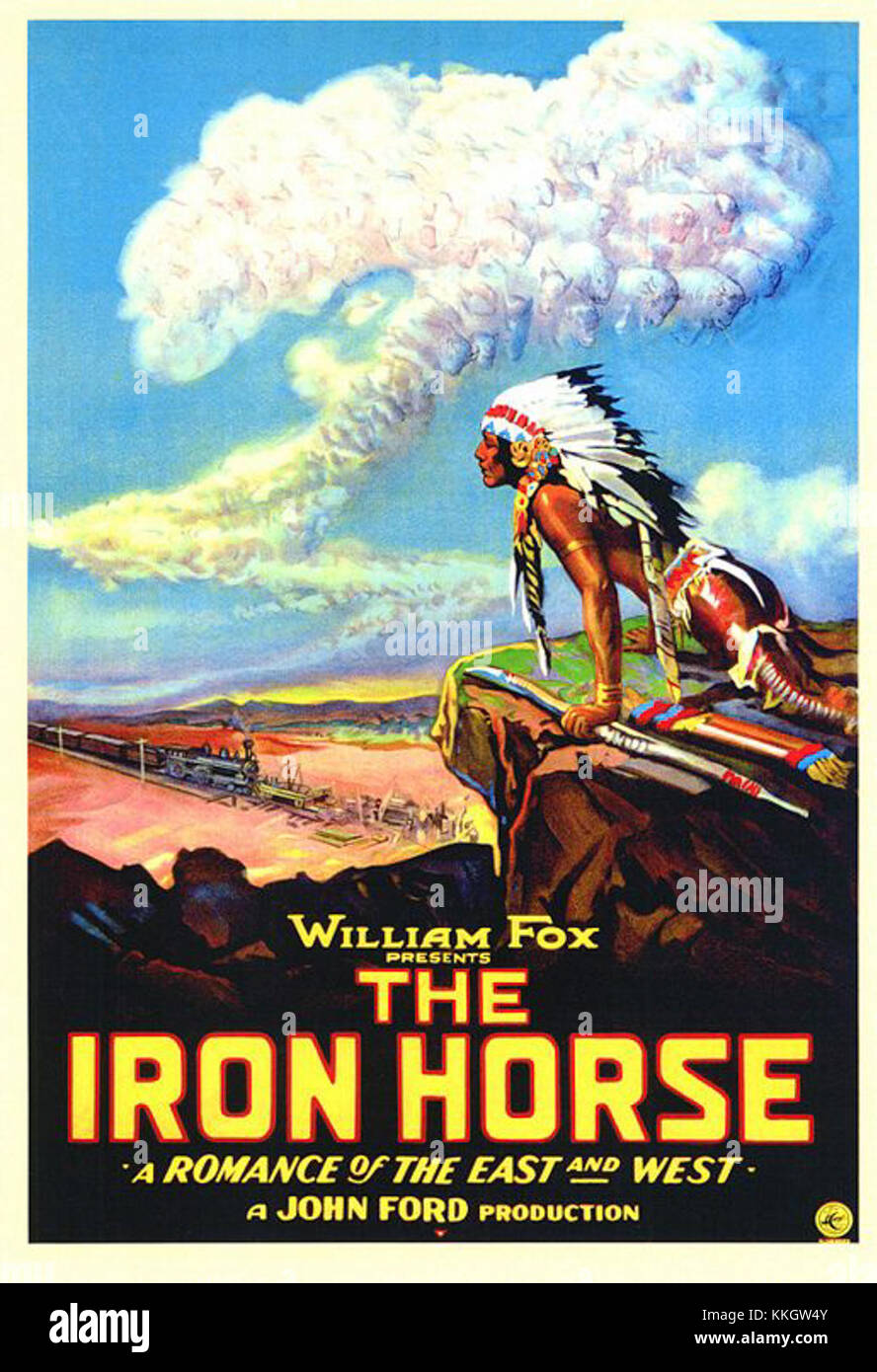 Cette affiche présente l'emblématique Iron Horse, une représentation historique de l'impact du chemin de fer sur l'Amérique industrielle. Il reflète l'importance des chemins de fer dans les transports et le développement économique au XIXe siècle. Banque D'Images