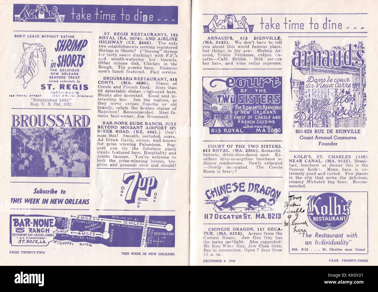 Cette semaine à la Nouvelle-Orléans décembre 4 1948 pages 22-23 Banque D'Images