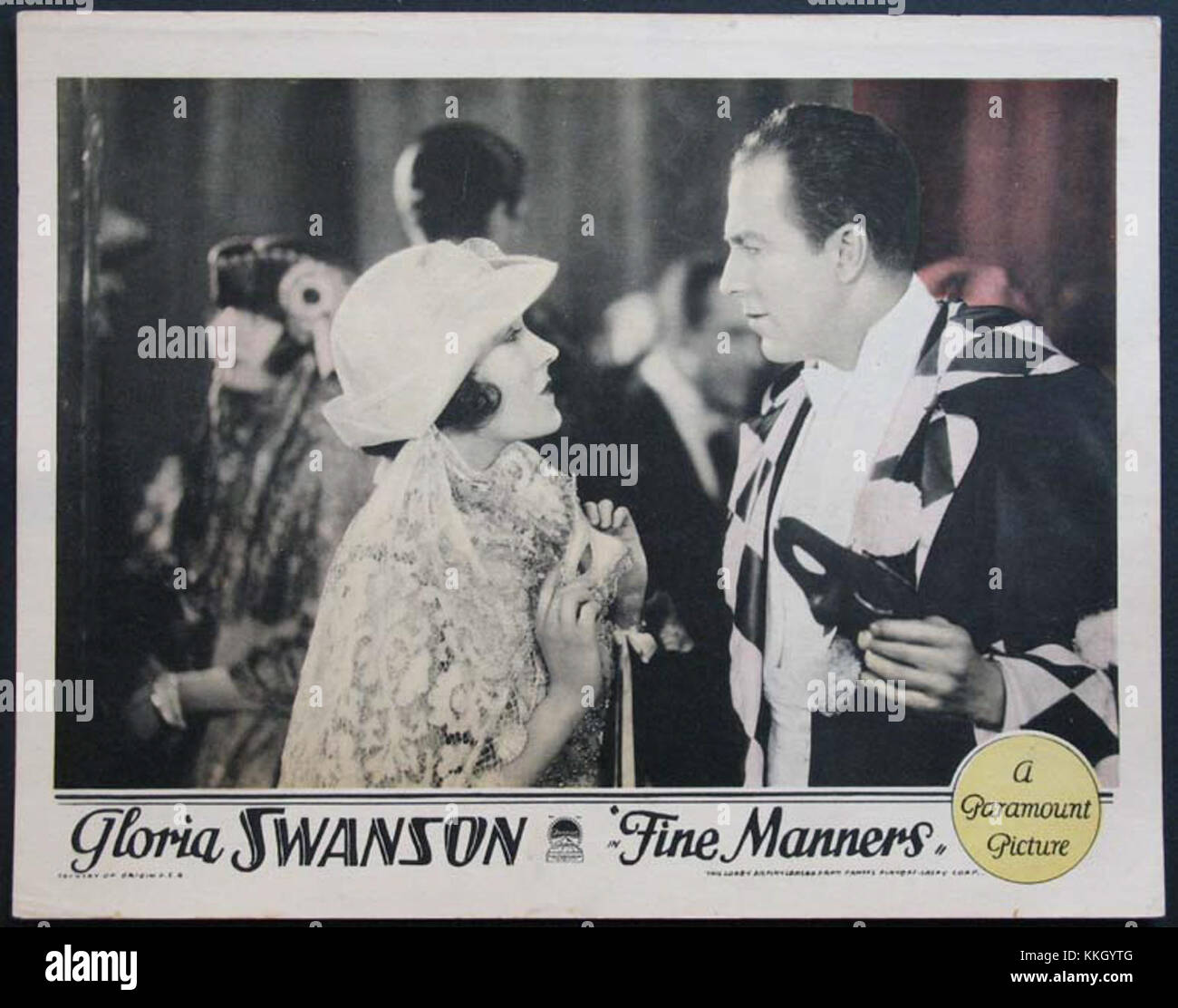 Une carte de réception du film « Fine Maners », présentant une scène du film. La carte présente des moments clés du film, offrant un aperçu de l'histoire et des personnages. Banque D'Images