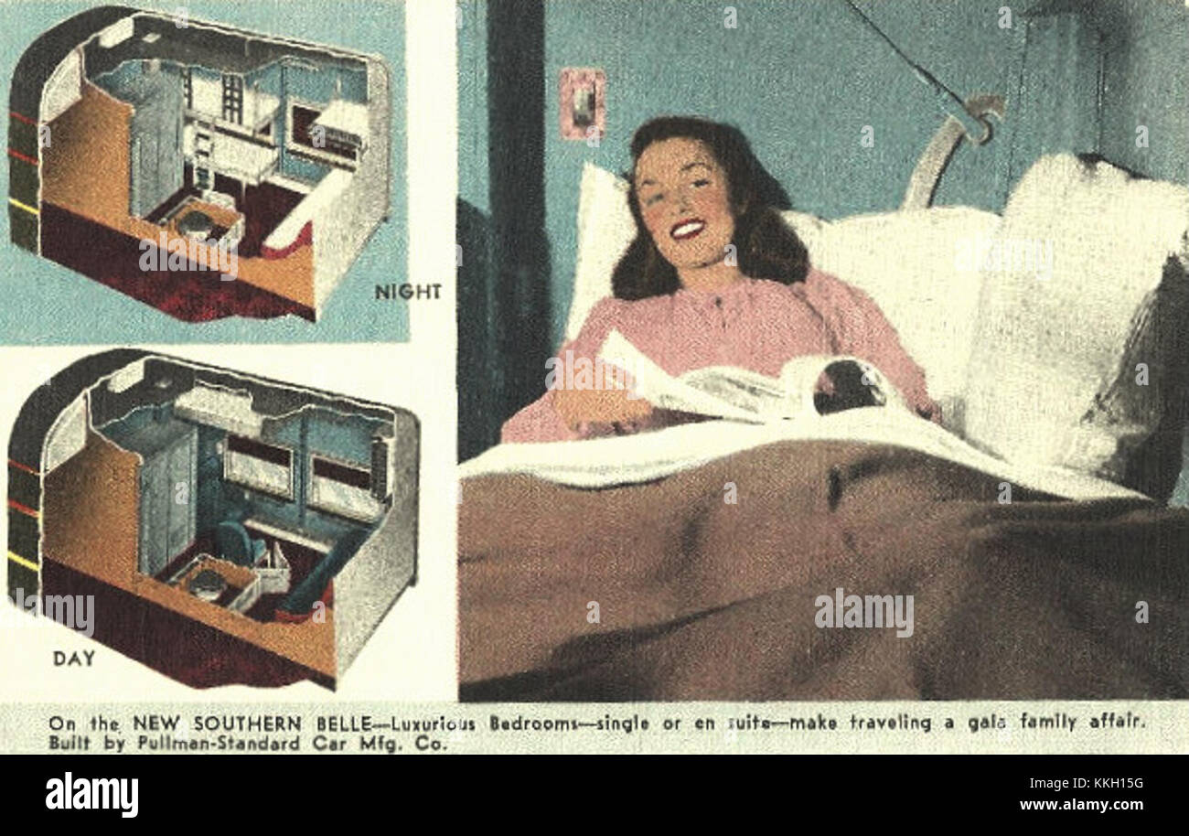 Les compartiments Southern belle Pullman faisaient partie du célèbre service de train de luxe offrant des voyages haut de gamme et confortables au début du XXe siècle. Ces compartiments représentent des voyages ferroviaires de grande classe pendant la période. Banque D'Images