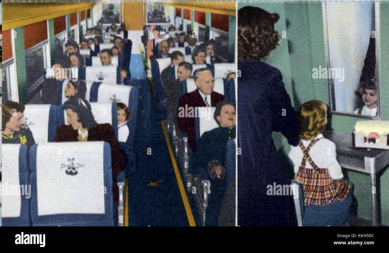 Le Southern belle était un train de luxe offrant une expérience de voyage confortable et élégante, avec un fauteuil roulant et un coin salon. Les passagers ont apprécié la détente dans un espace bien conçu avec des sièges moelleux et dÃ©cor sophistiqué, soulignant l'âge d'or du voyage en train aux États-Unis. Banque D'Images