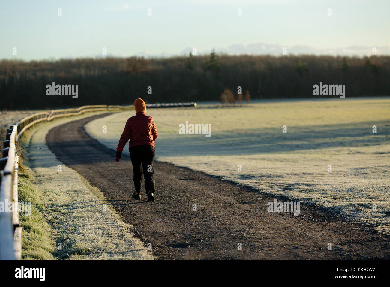 Celbridge, Irlande. 06Th Dec 2017. Beau matin glacial et l'air frais croustillant de 1er décembre avec des températures en dessous de zéro. Les gens à profiter de la météo en Normandie Hotel Park à Meknès Banque D'Images