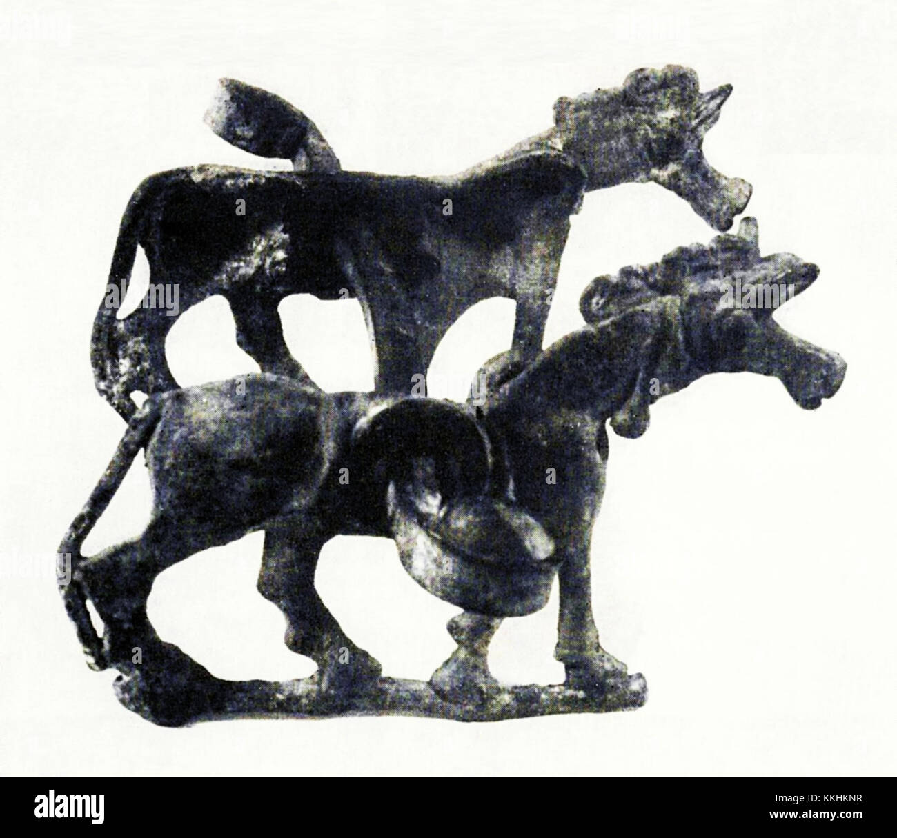 La mèche de cheval de Lorestan est un artefact ancien, originaire de la région du Lorestan, dans l'ouest de l'Iran. Il reflète l'artisanat avancé de l'époque et donne un aperçu de la culture équestre et des pratiques commerciales de la région. Banque D'Images