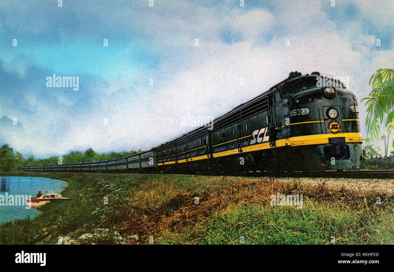 La Seaboard Coast Line Florida Special était une ligne de train de voyageurs exploitée par la Seaboard Coast Line Railroad, reliant les principales destinations de Floride. Connu pour son service luxueux et son importance régionale, il était un élément important du voyage ferroviaire américain du milieu du XXe siècle. Banque D'Images