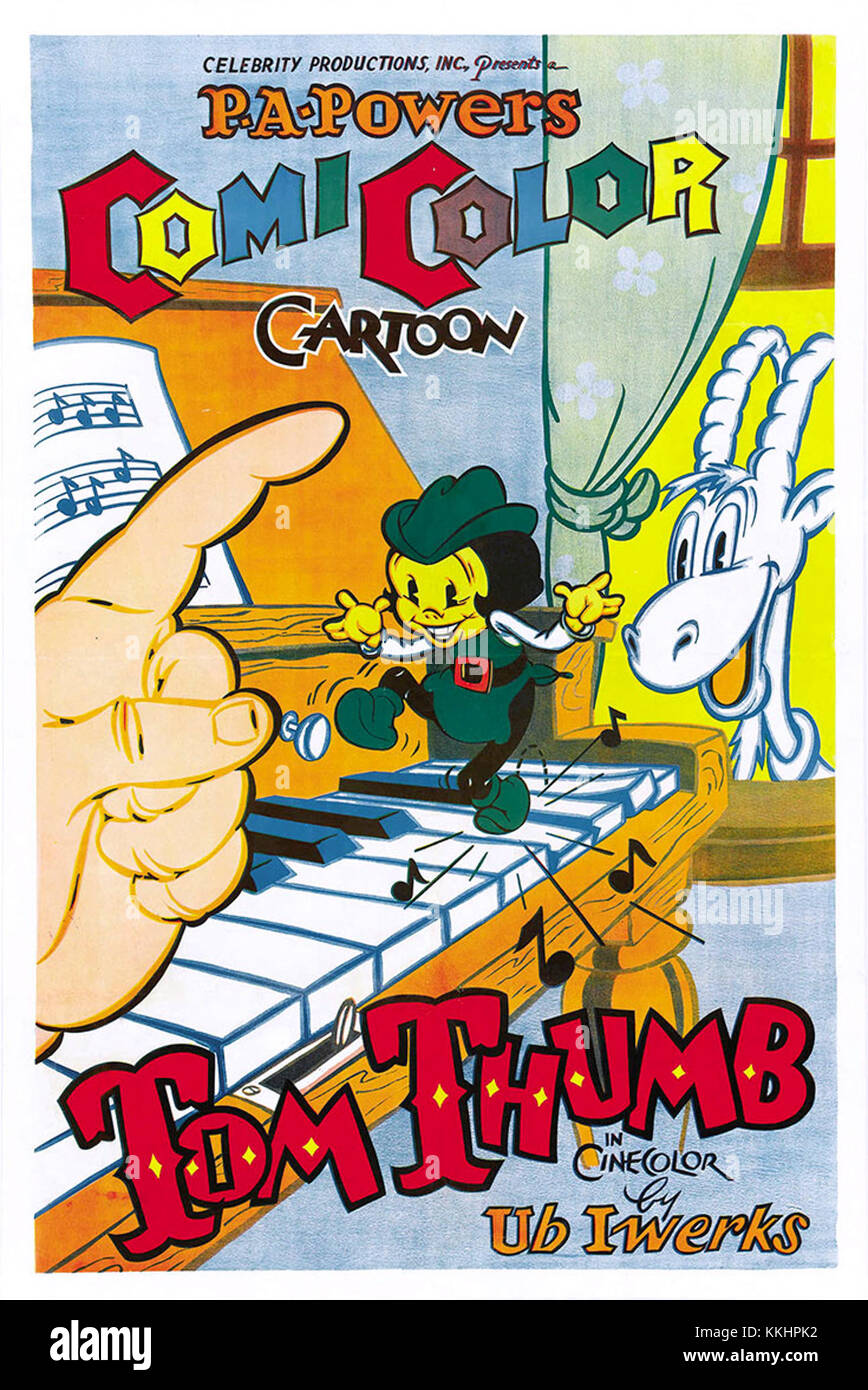 Cette affiche de 1936 pour le film *Tom Thumb* présente des images de la production, faisant la promotion de la sortie du film et présentant ses éléments clés. Banque D'Images Cette affiche de 1936 pour le film *Tom Thumb* présente des images de la production, faisant la promotion de la sortie du film et présentant ses éléments clés. Banque D'Images