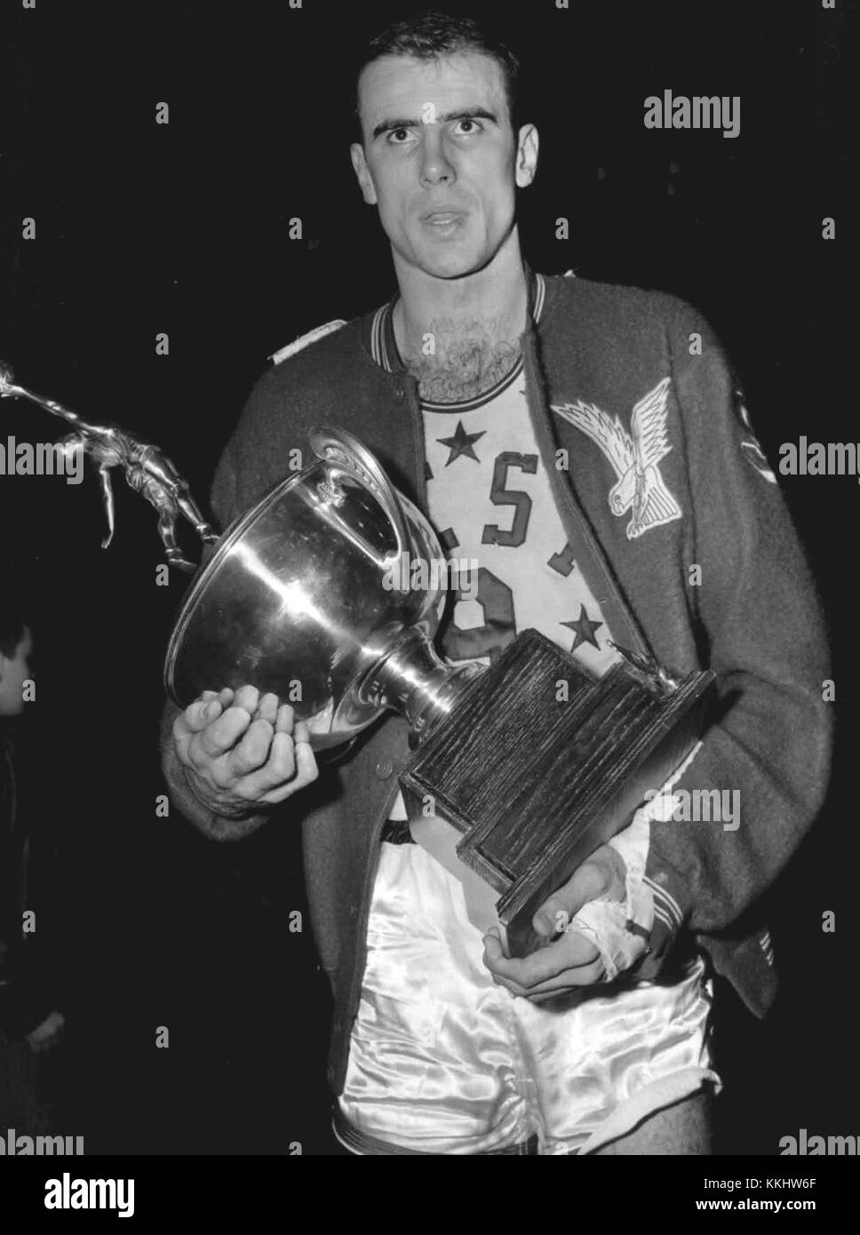 Une photographie de Bob Pettit du NBA All-Star Game 1958, capturant sa performance lors de l'événement historique de ce match de basket-ball classique. Banque D'Images